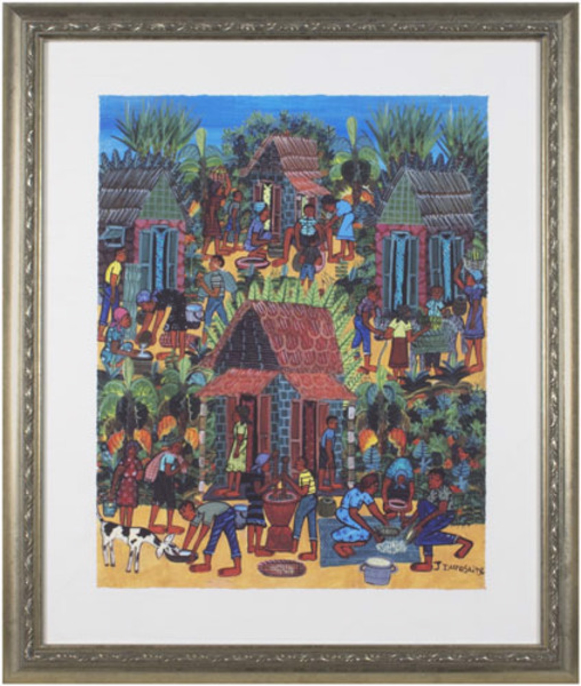 Village Life by Juvenal Durosaire (Haitian)