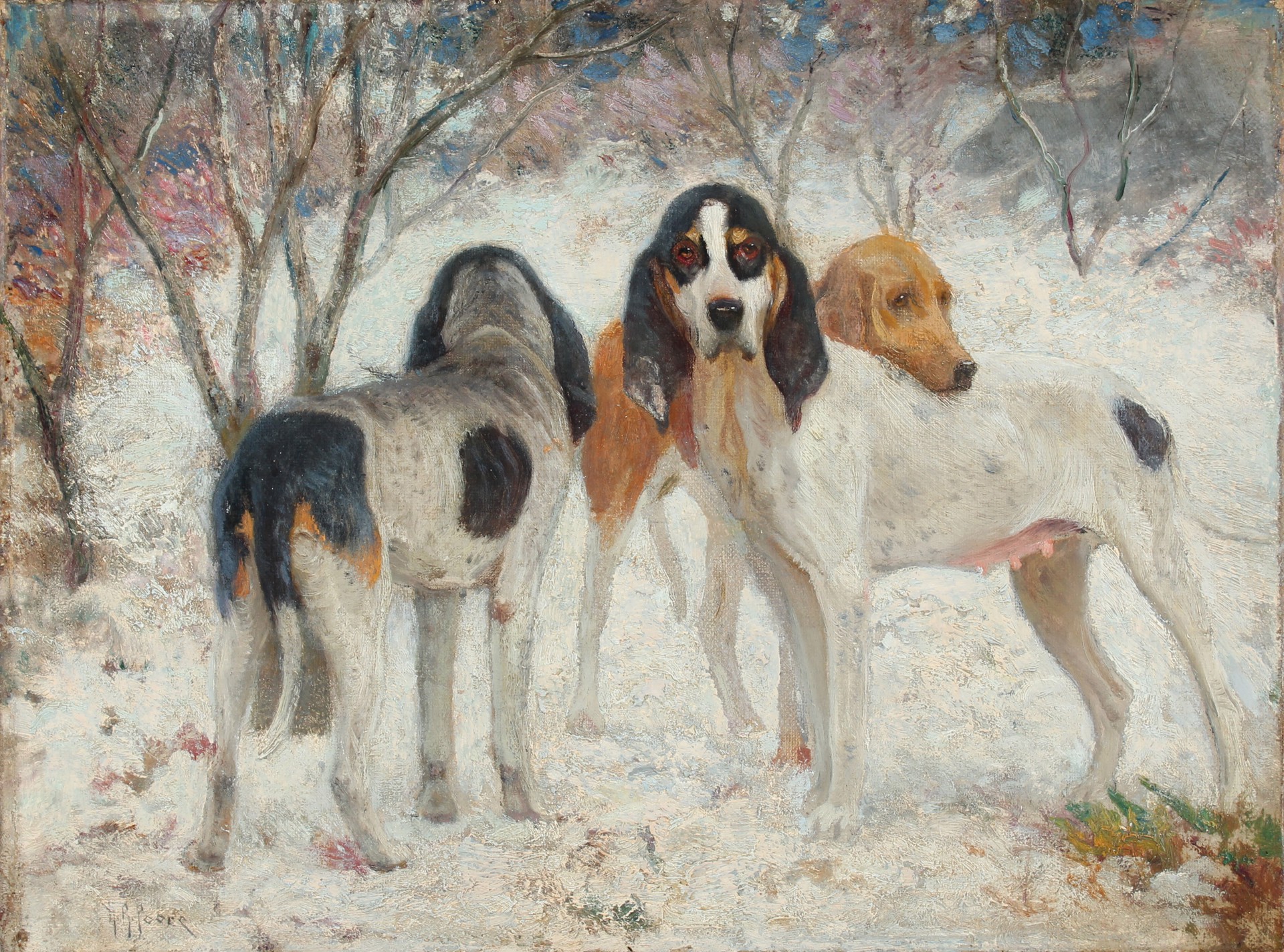 Old Reliables - Hounds in the Snow by Henry Rankin Poore