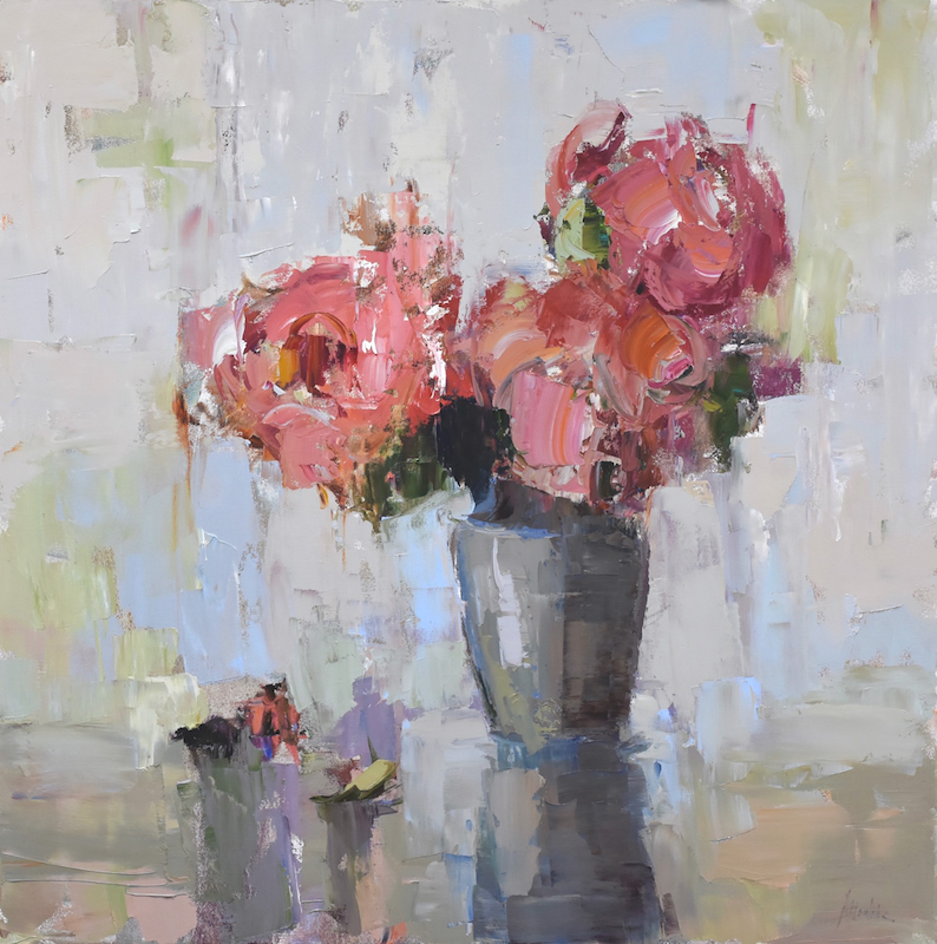 Peonies with Blue Light by Barbara Flowers