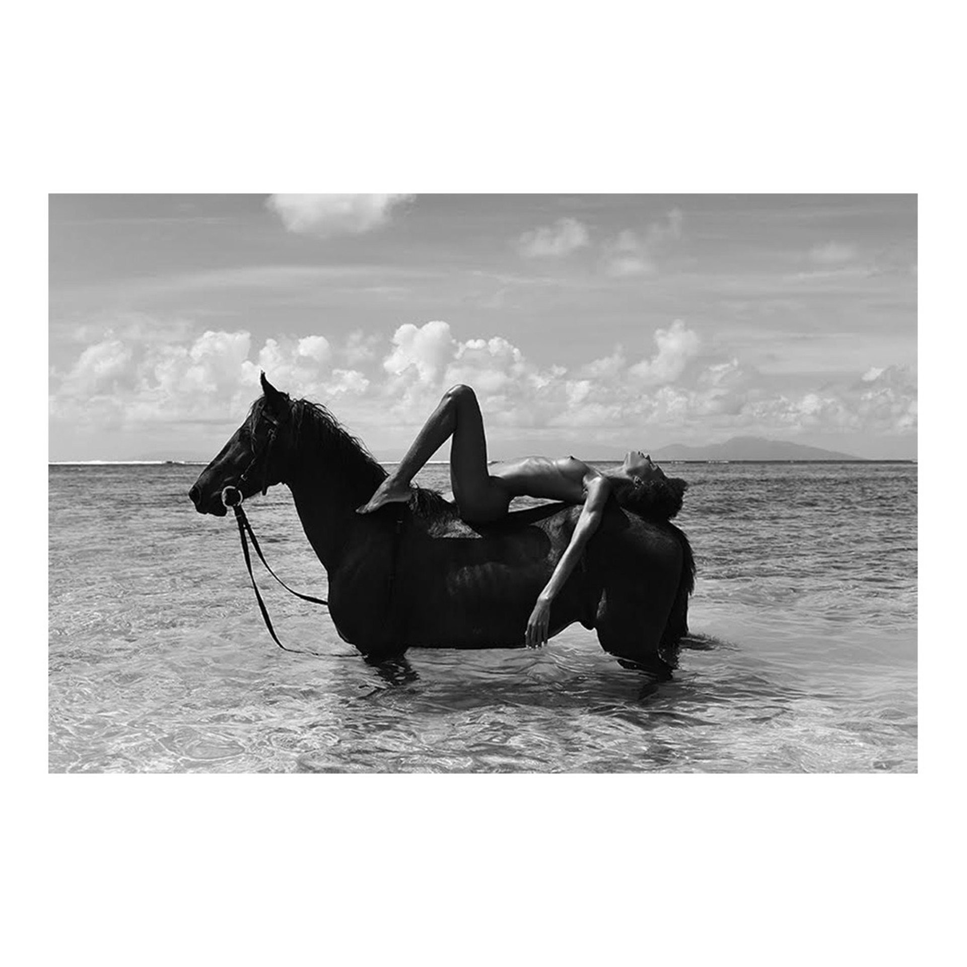 Horse and woman (Bahamas) [black & white] by Jean-Philippe Piter