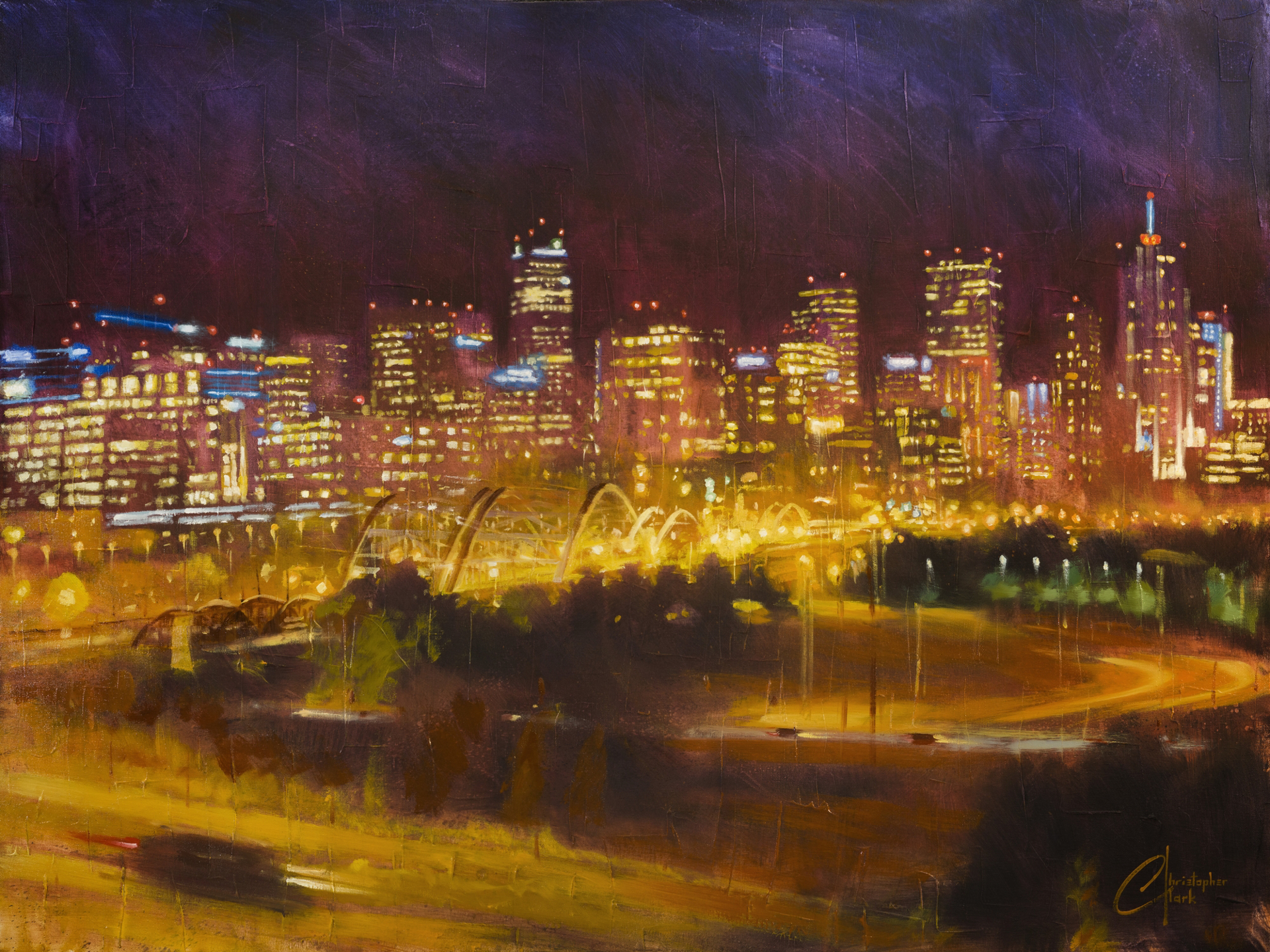 Denver Skyline from Speer and 23rd Ave at Night by Christopher Clark