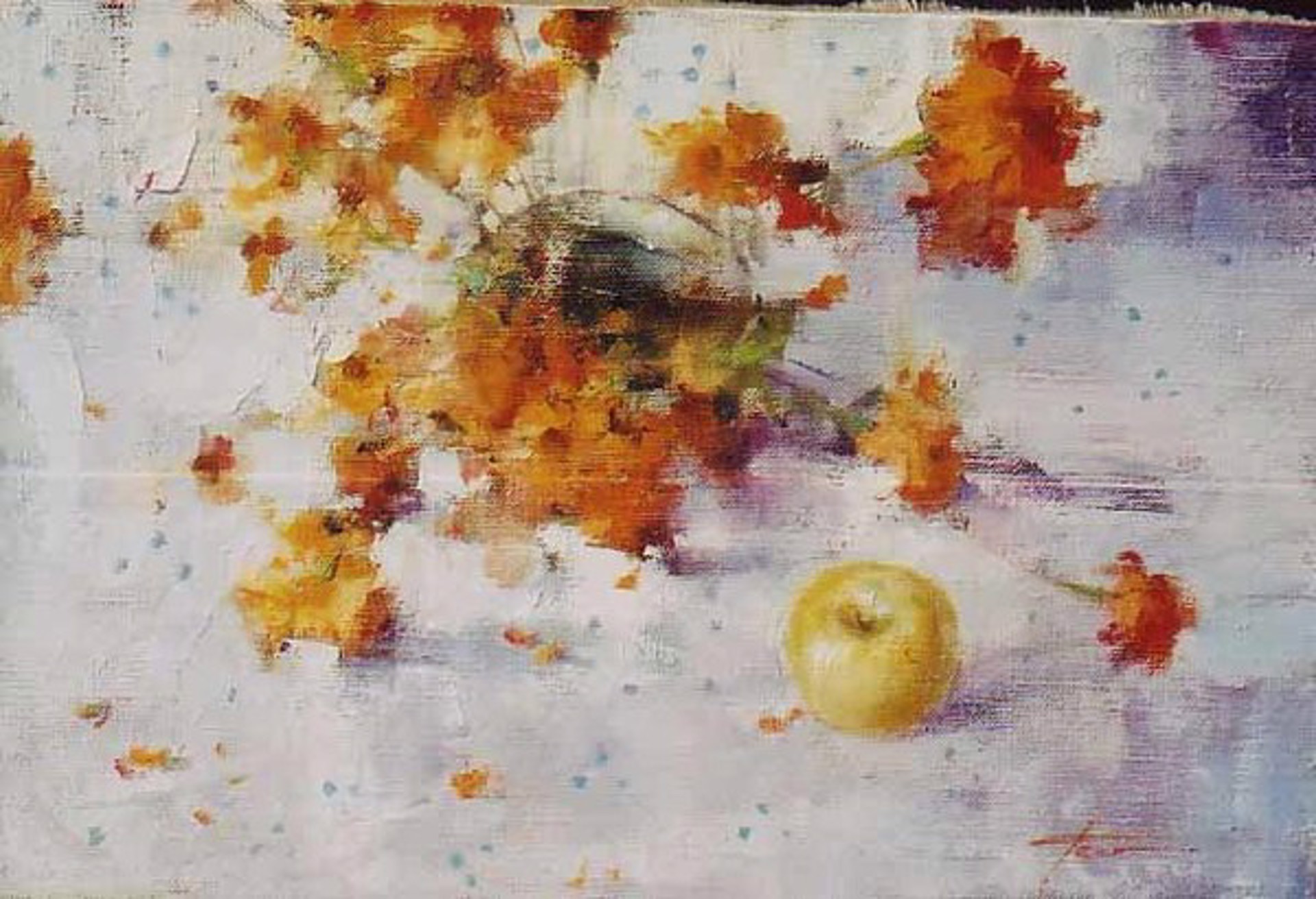 Flowers and Apple by Yana Golubyatnikova