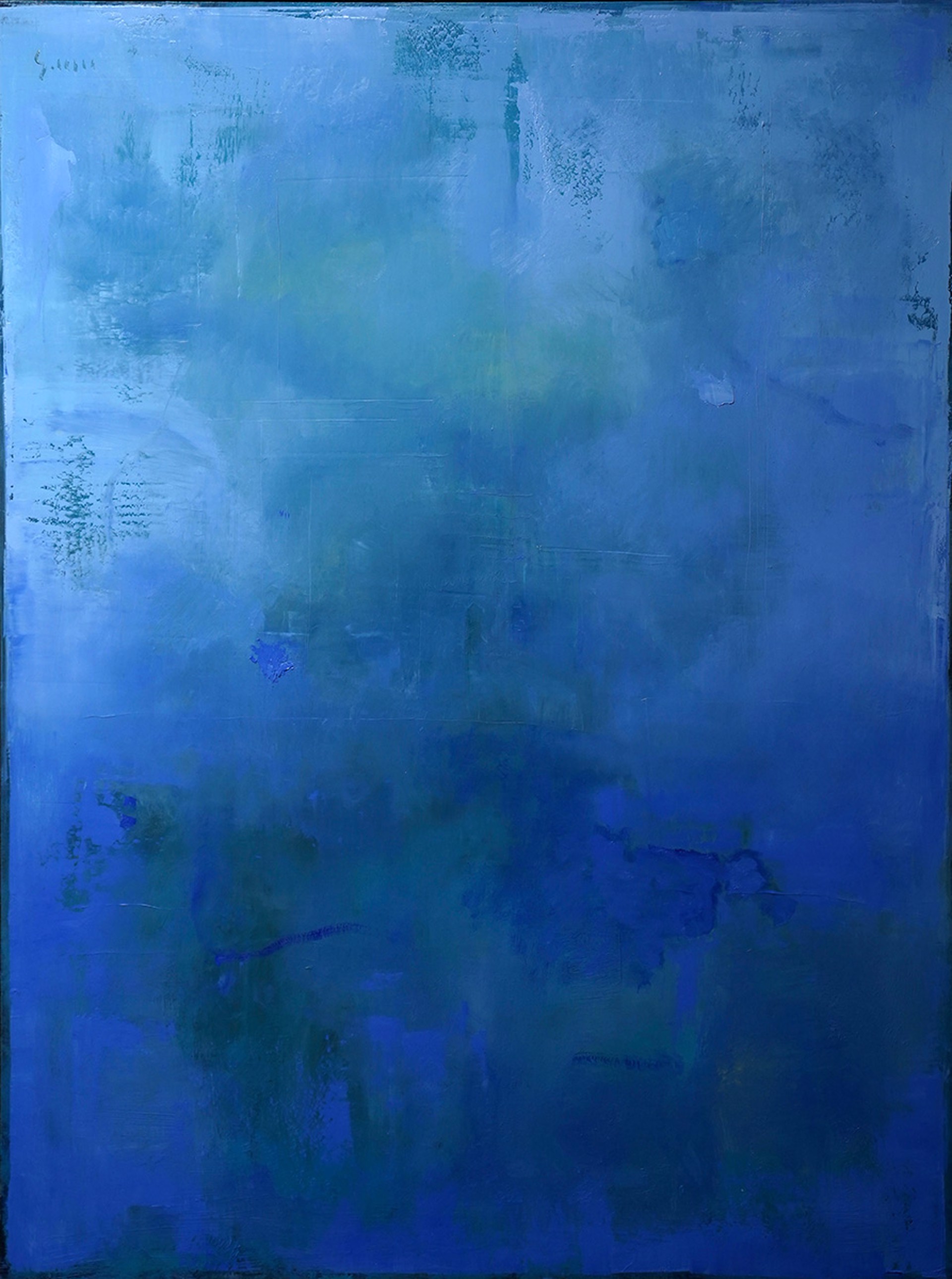 Original Blue Abstract Oil Painting By George Hill