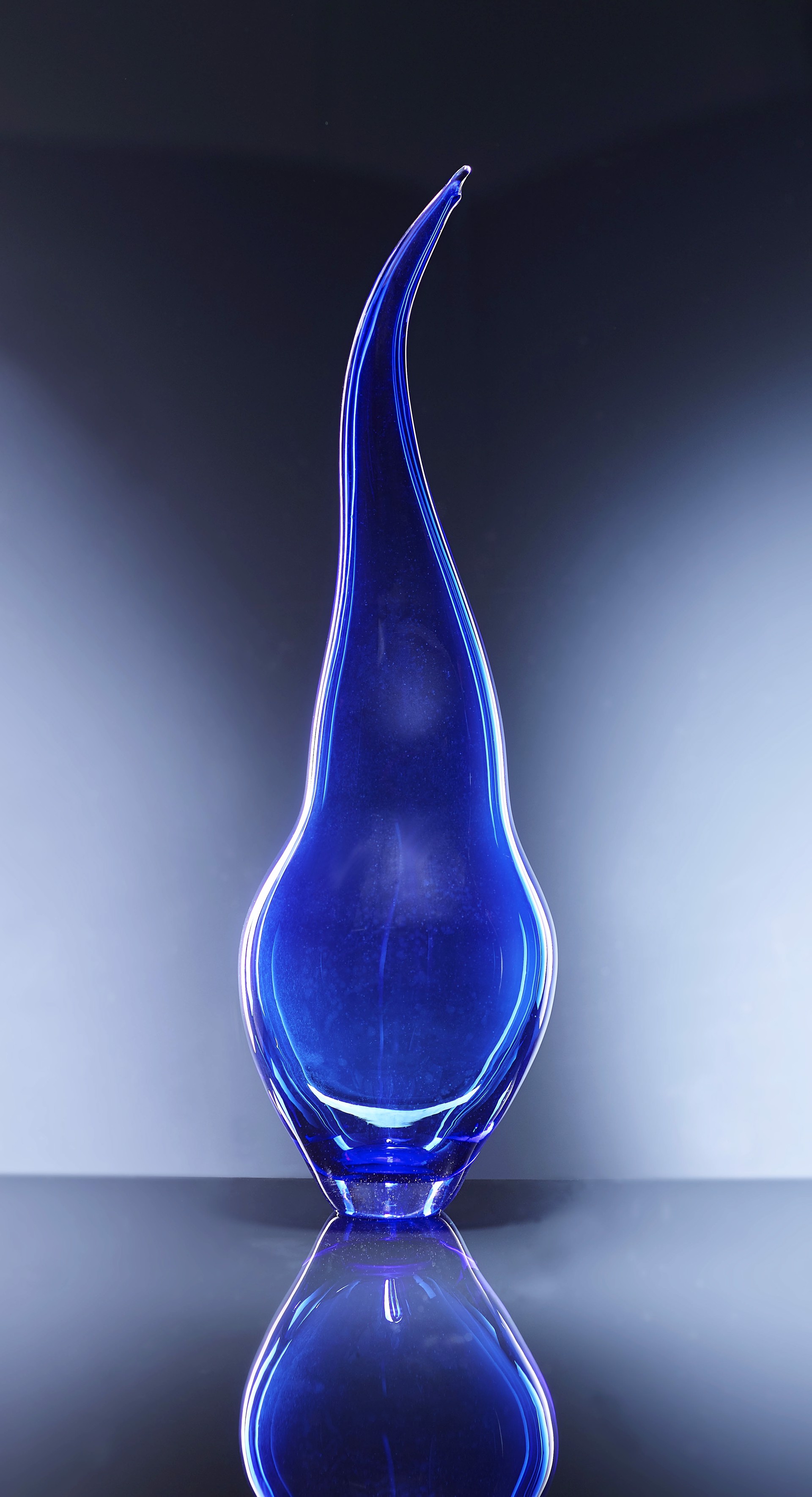 Cerulean Blue Silhouette Bottle by Michael Moran
