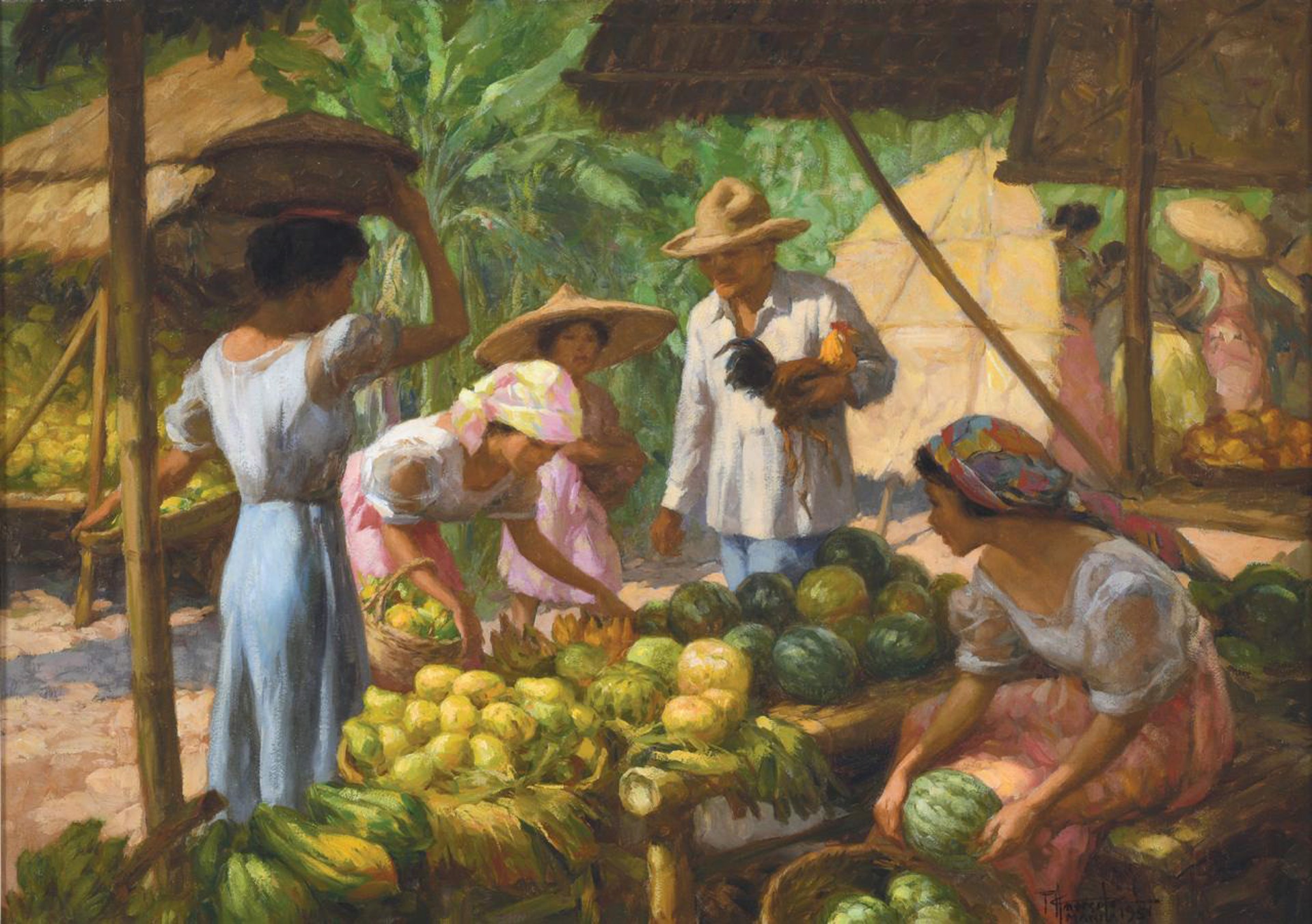 Fruit Seller in the Marketplace by Fernando Amorsolo