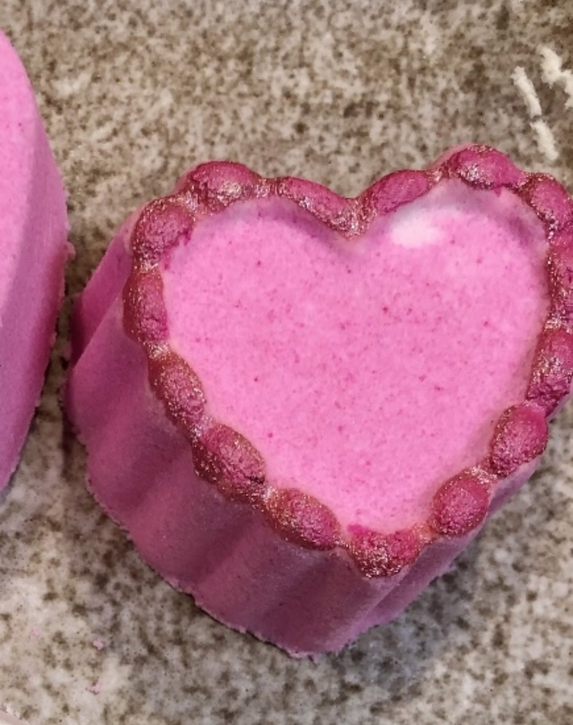 Pink Filagree Heart Bath Bombs by Delta Soaps and Scents