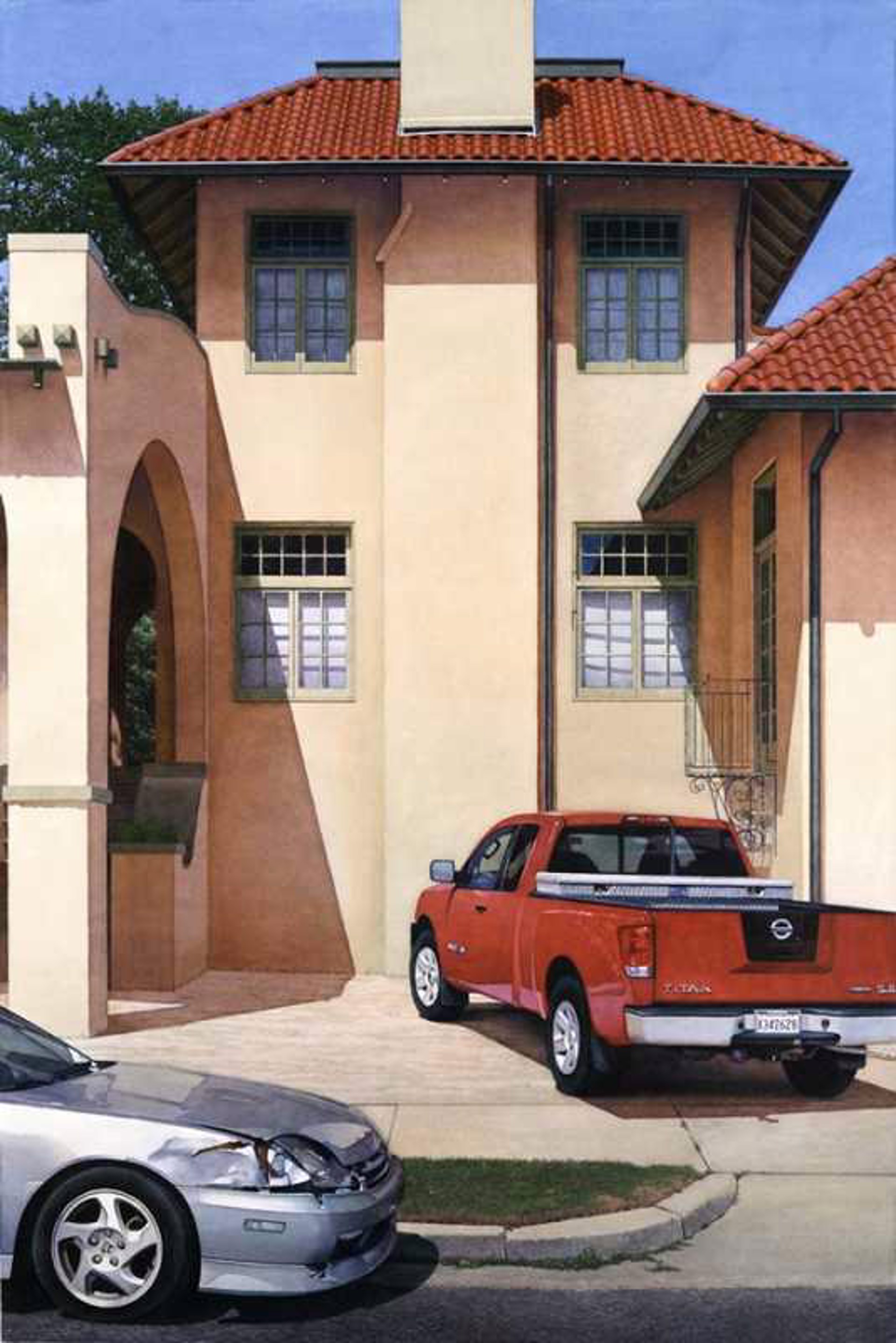 Driveway with Red Truck, Toulouse at City Park Avenue by Stephan Hoffpauir