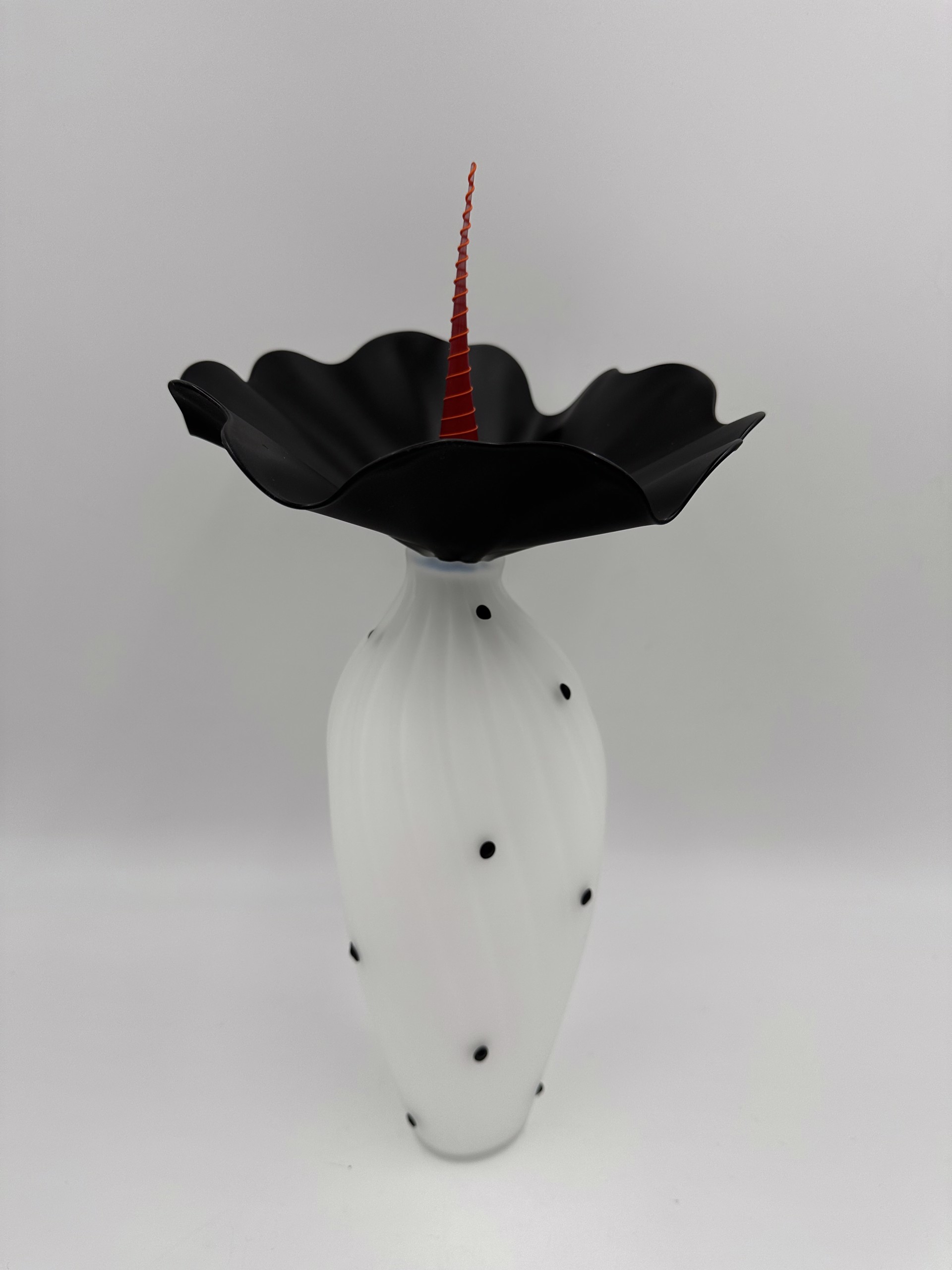 Bobtanical Tall - White/Black and Red by Kliszewski Glass