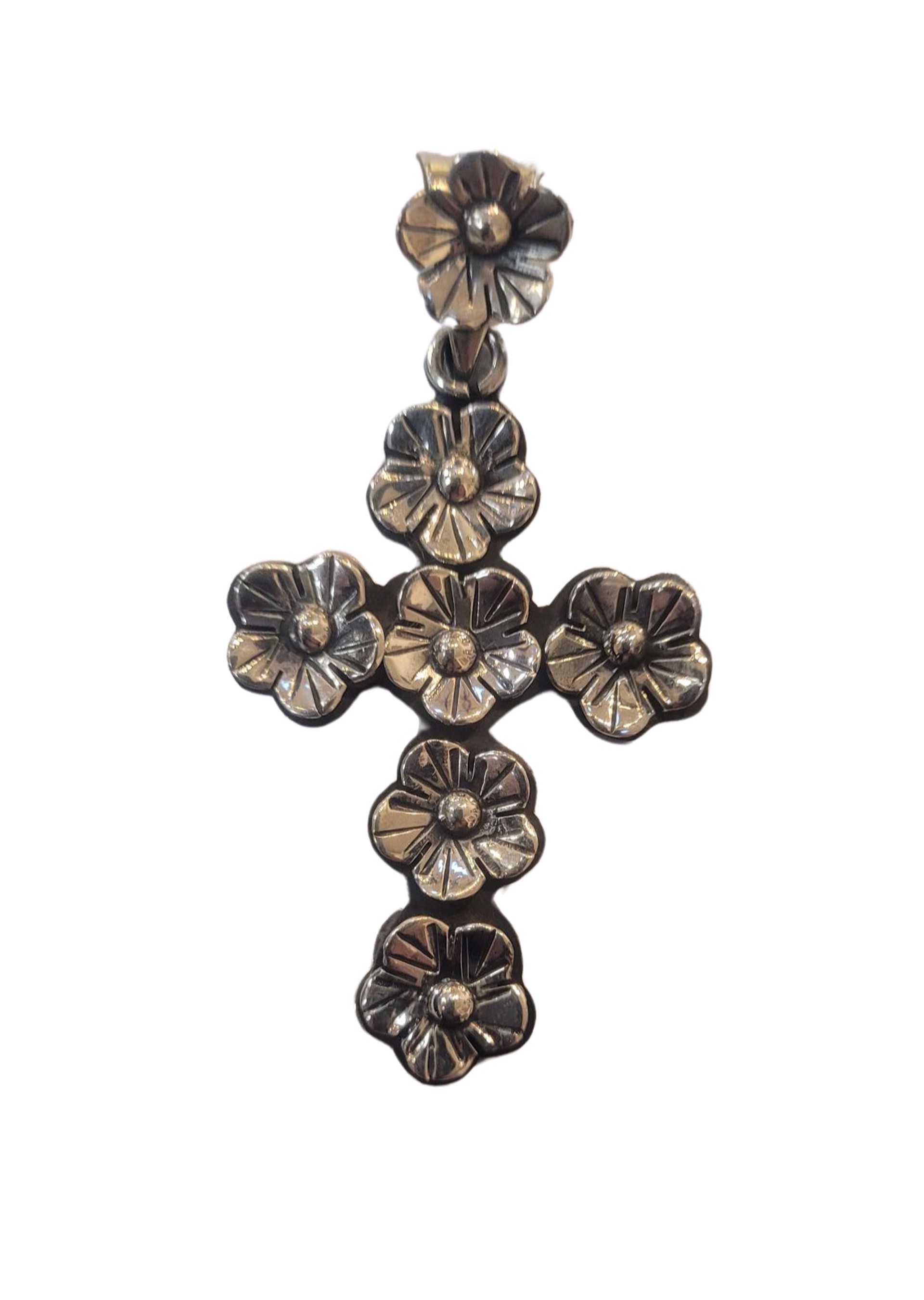 Pendant -  Sterling Silver Flower Cross by Indigo Desert Ranch - Jewelry