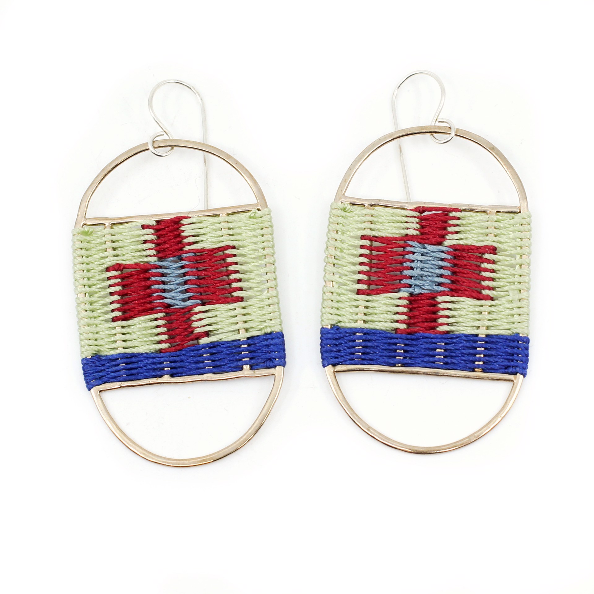 Sunset Earrings (red/mint/blue) by Flag Mountain Jewelry