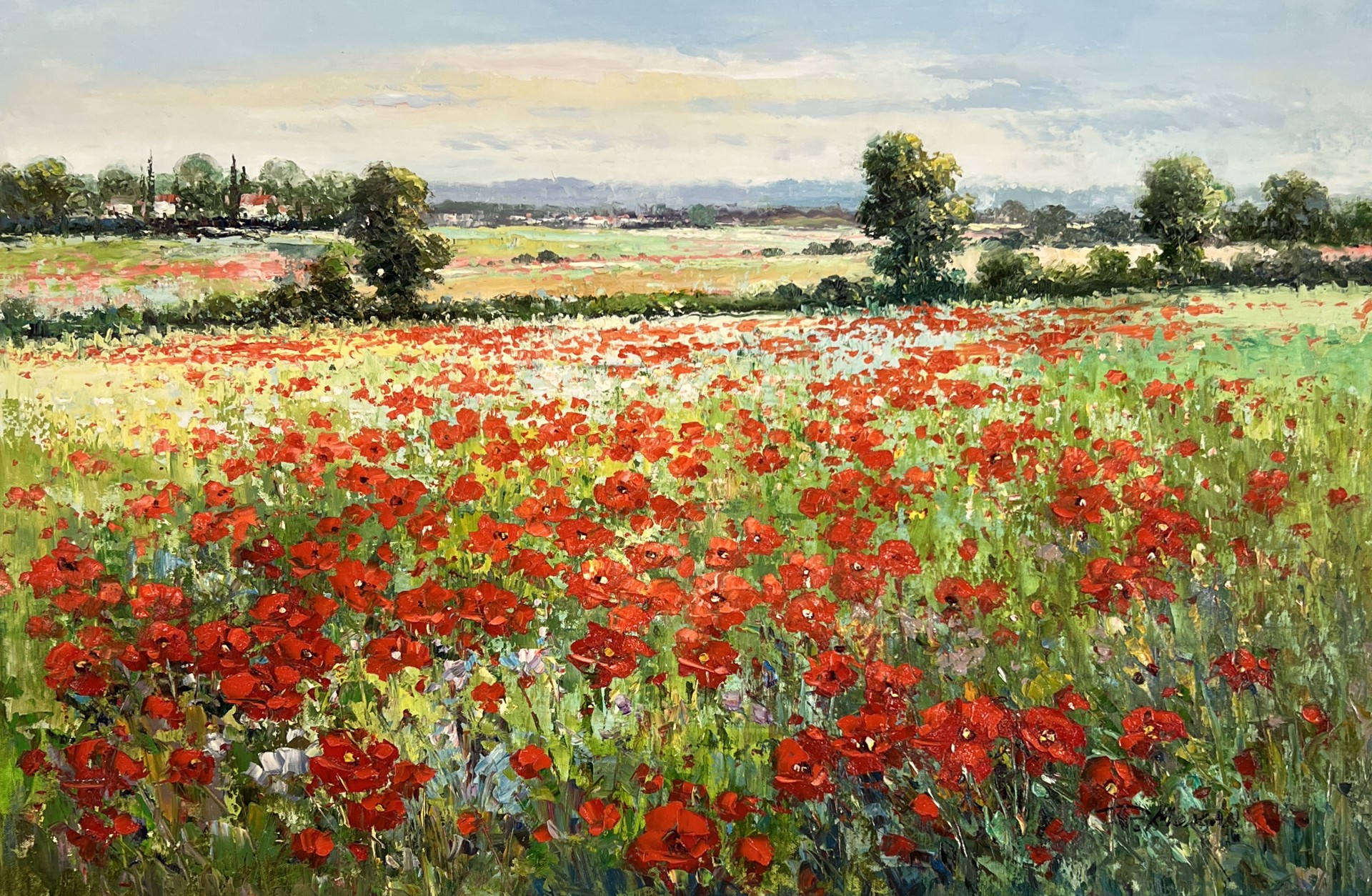POPPIES TOWN DISTANT by J MORGAN