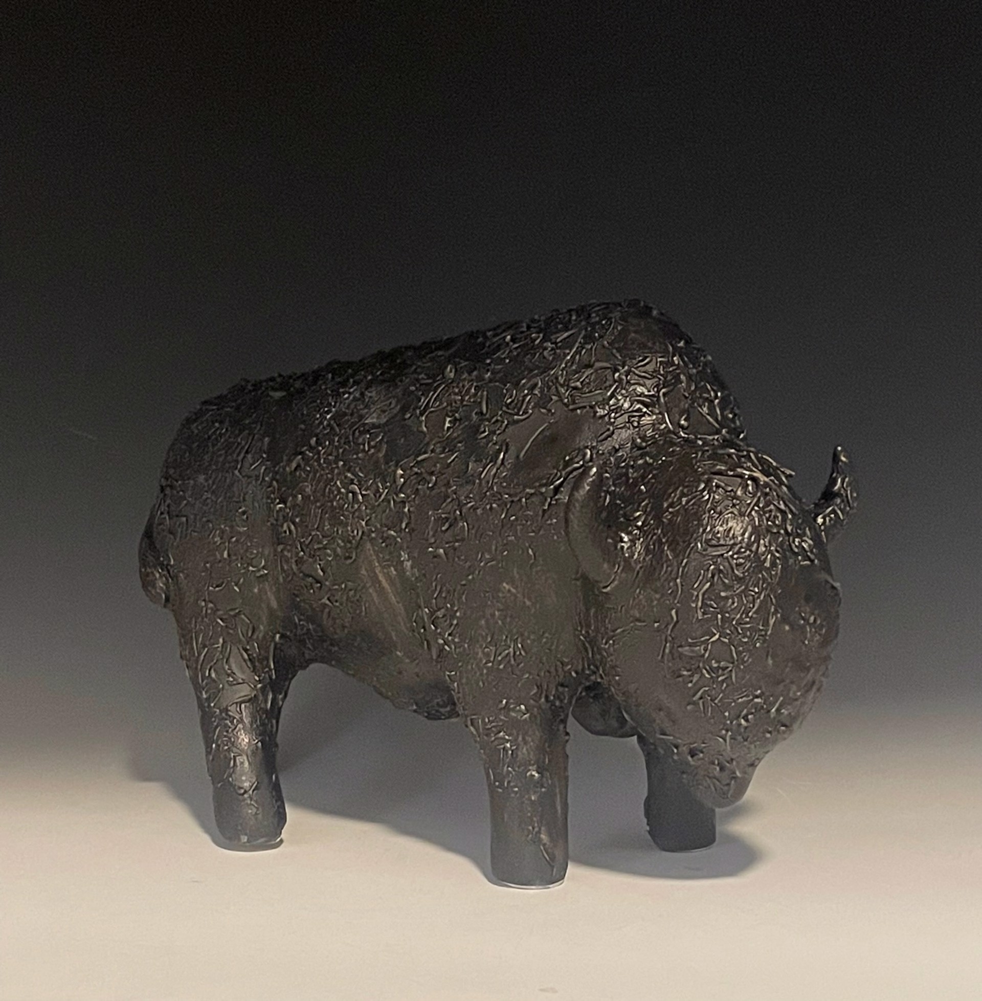 Black Crackle Glaze Bison by Brian Horsch