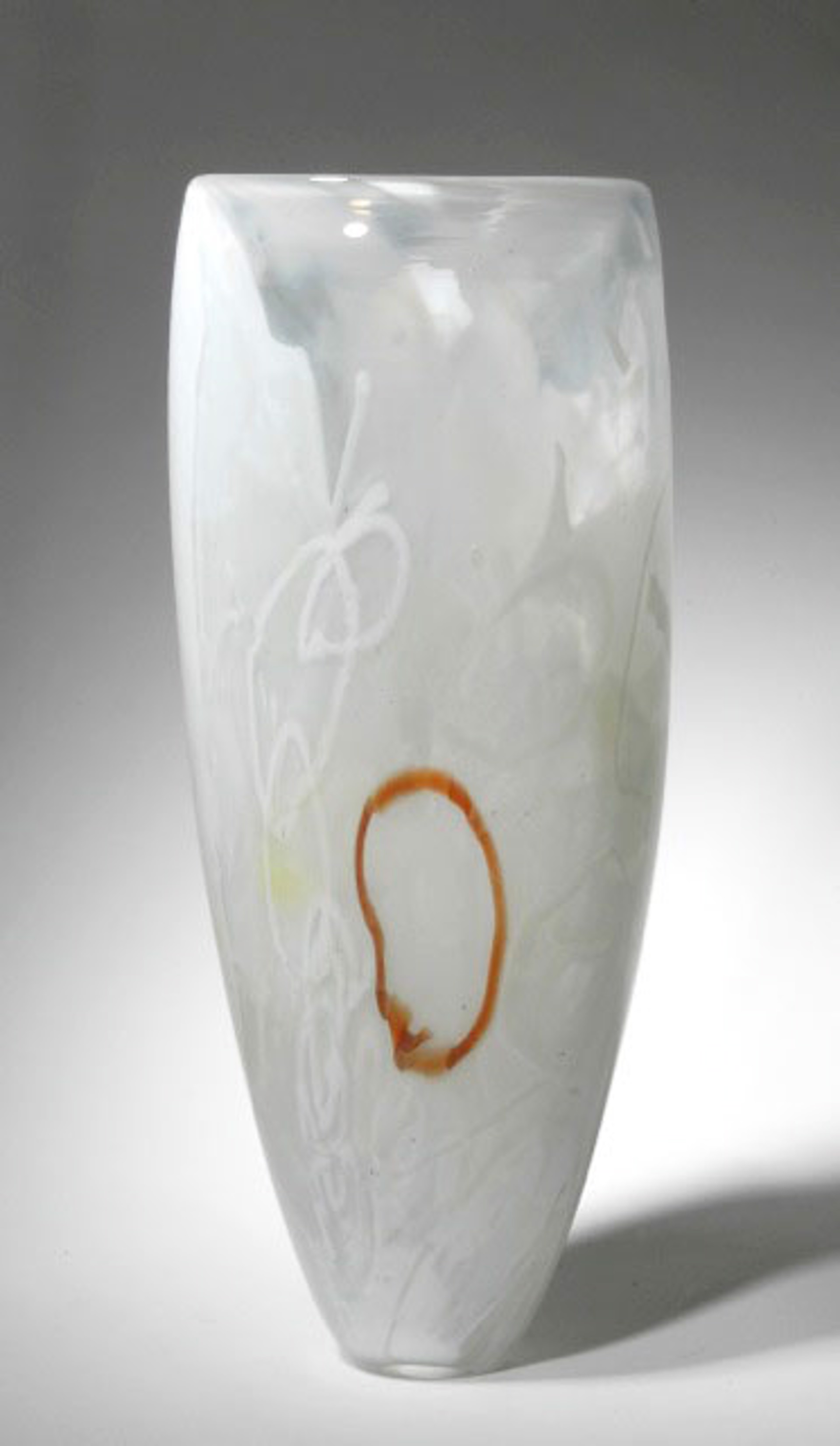 Shard Vase - Open Form White with Red O by Susan Rankin