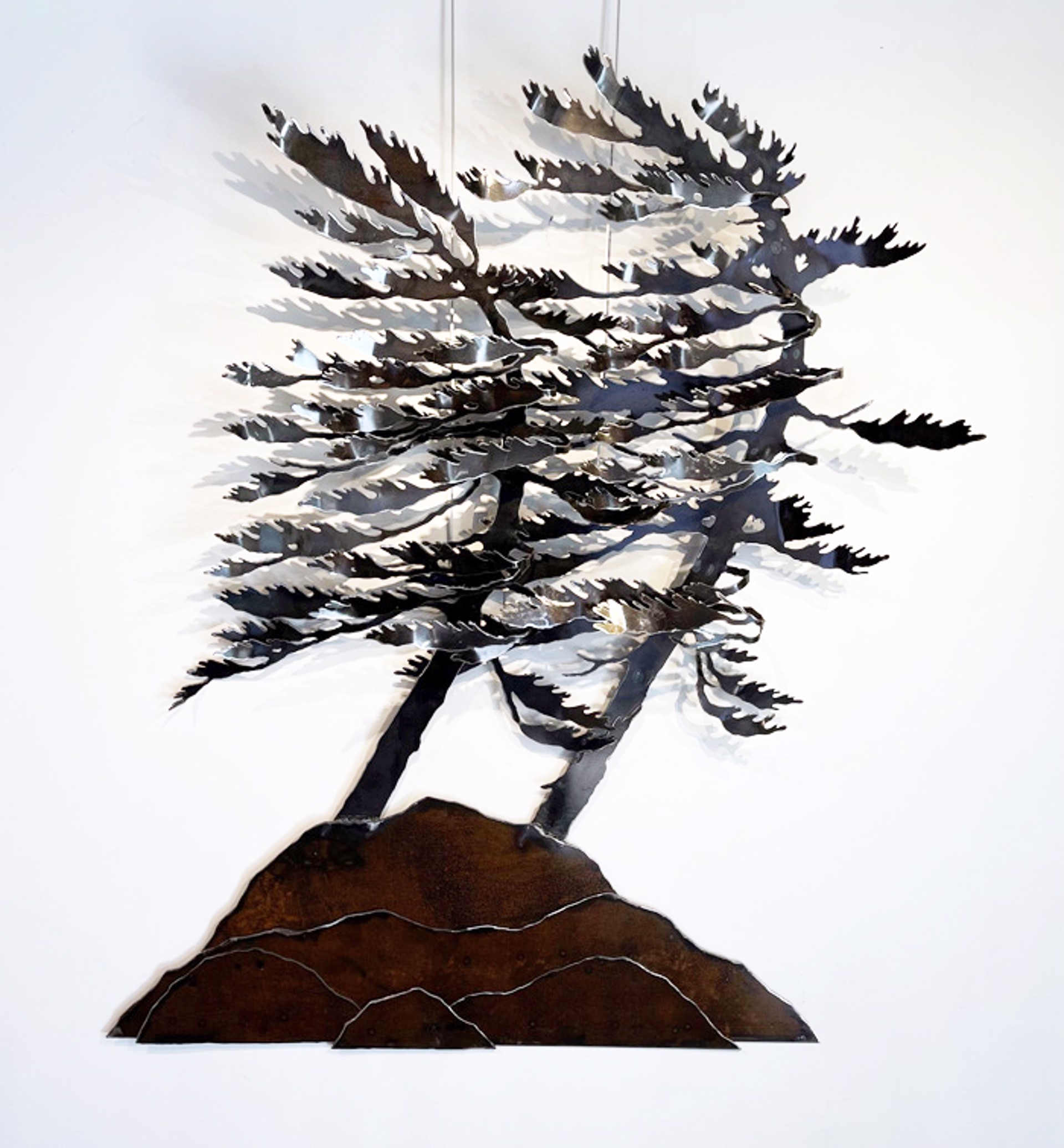Two Windswept Pine Wall Plaque by Cathy Mark