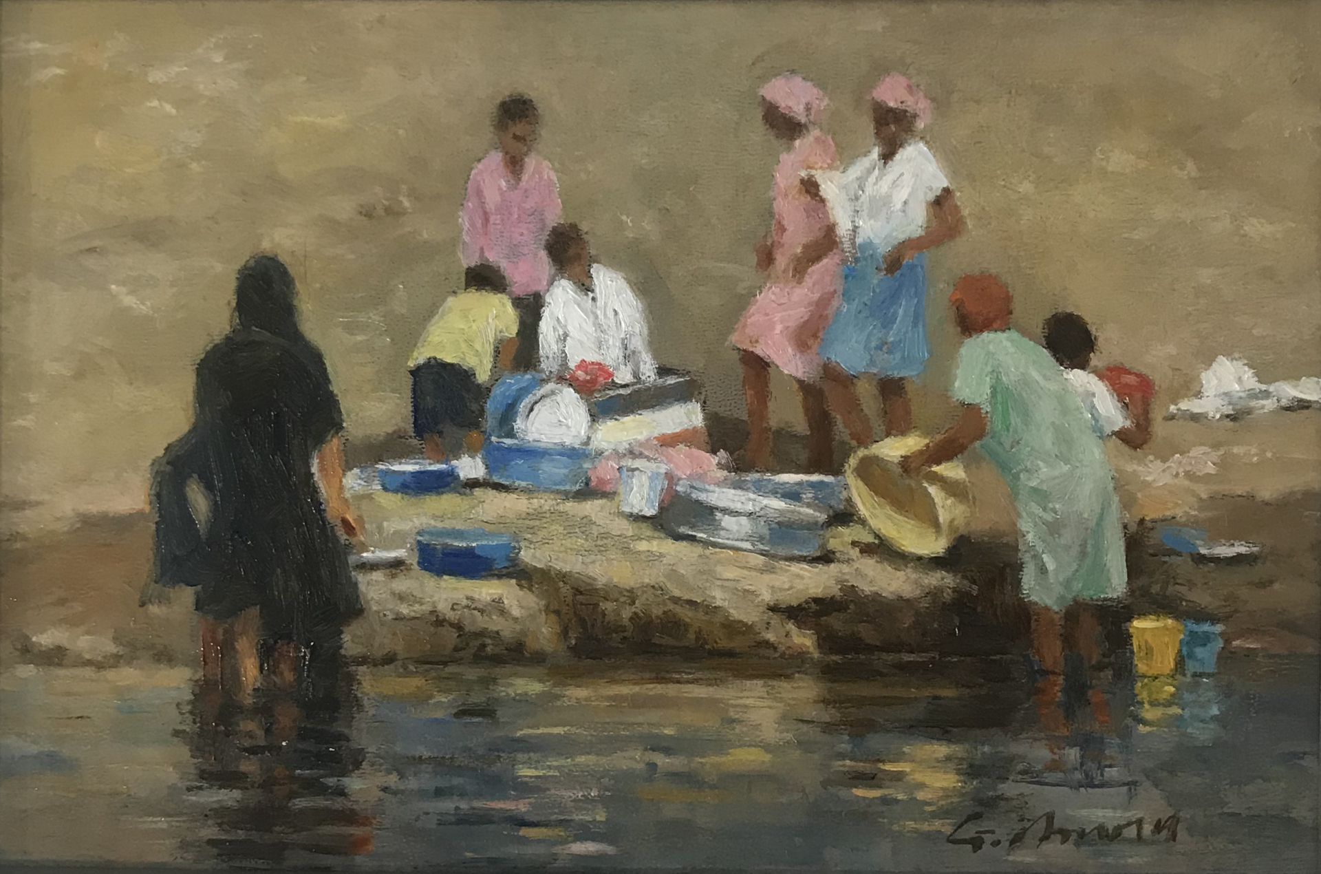 Figures Washing Clothes by Gerhard Arnold