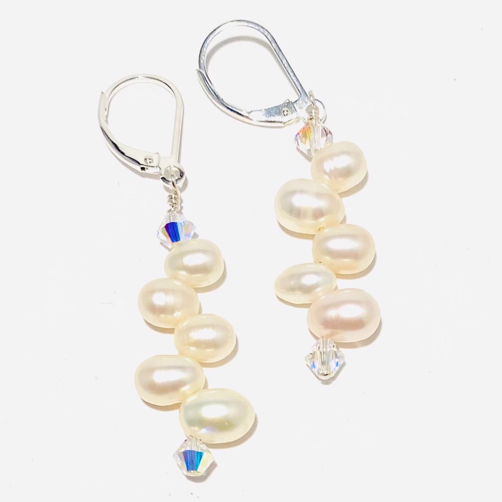 Pearl Swarovski Crystal Earrings by Shoshannah Weinisch