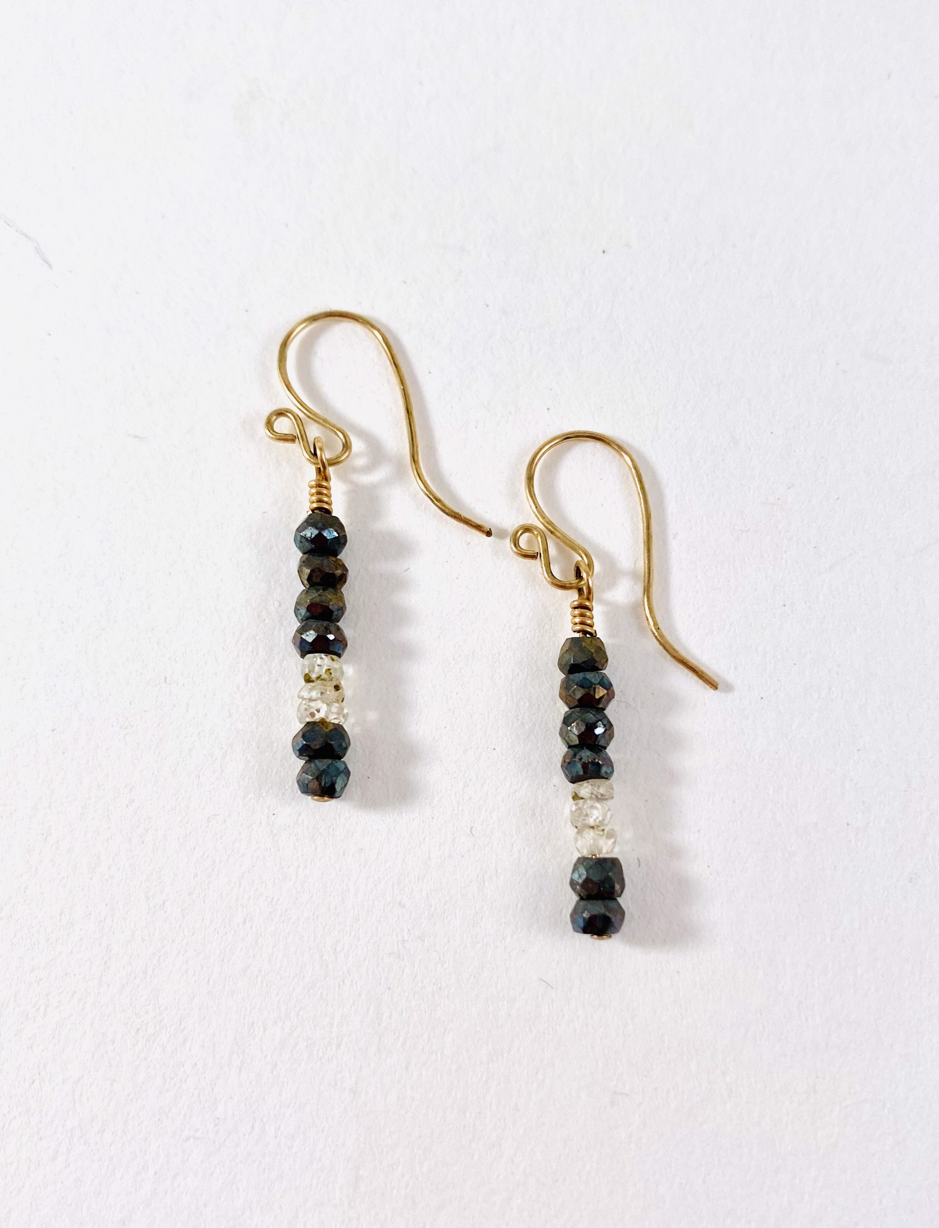 Pyrite and Champagne Zircon Earrings #28 by Shelby Lee - jewelry