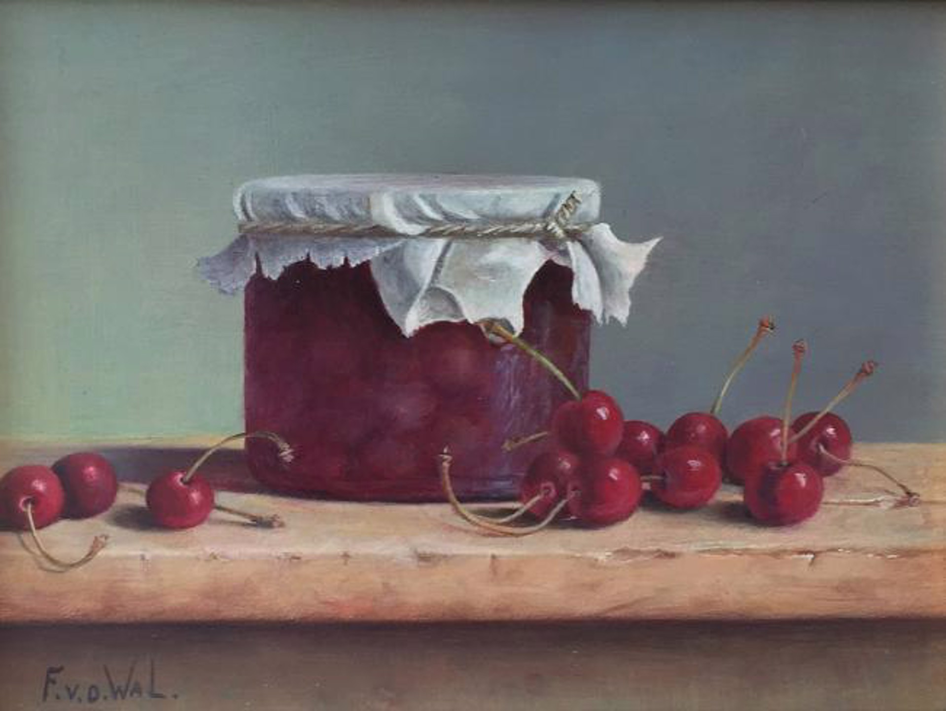 Still Life with Red Cherries by Frans Van der Wal