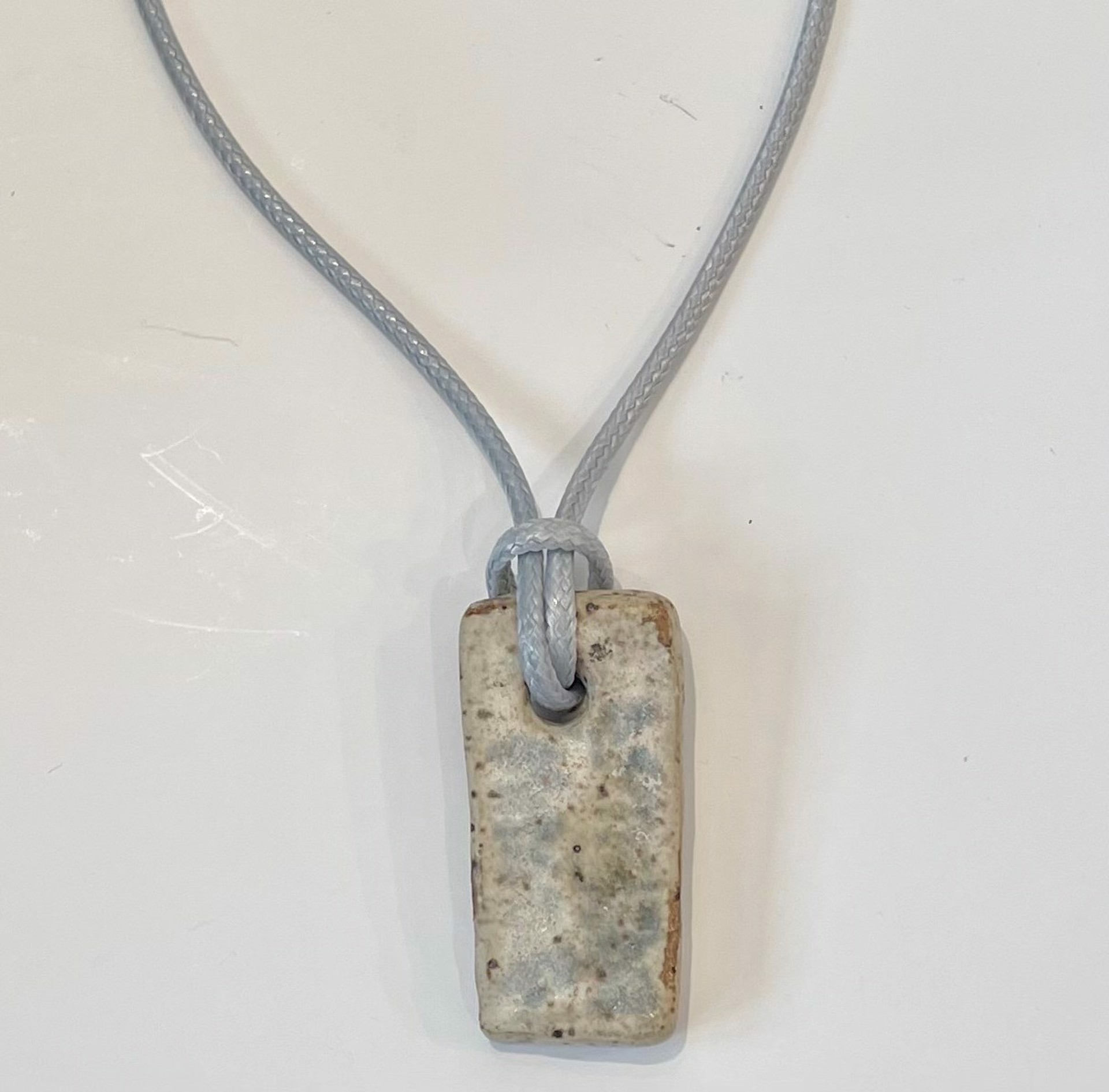 White and Blue Rectangle Pendant by Satterfield Pottery