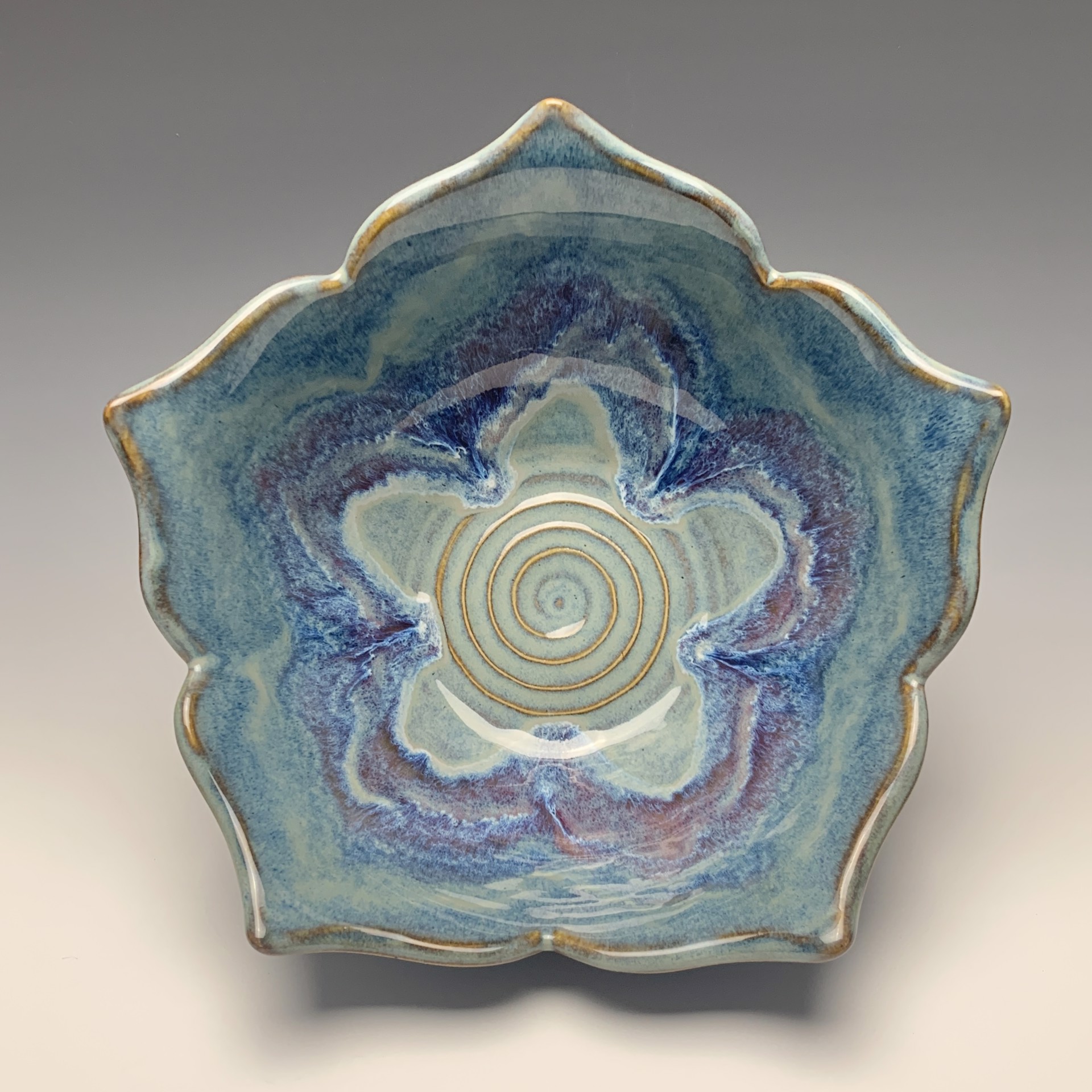 Bellflower Bowl, Blue & Plum by Elizabeth Frey