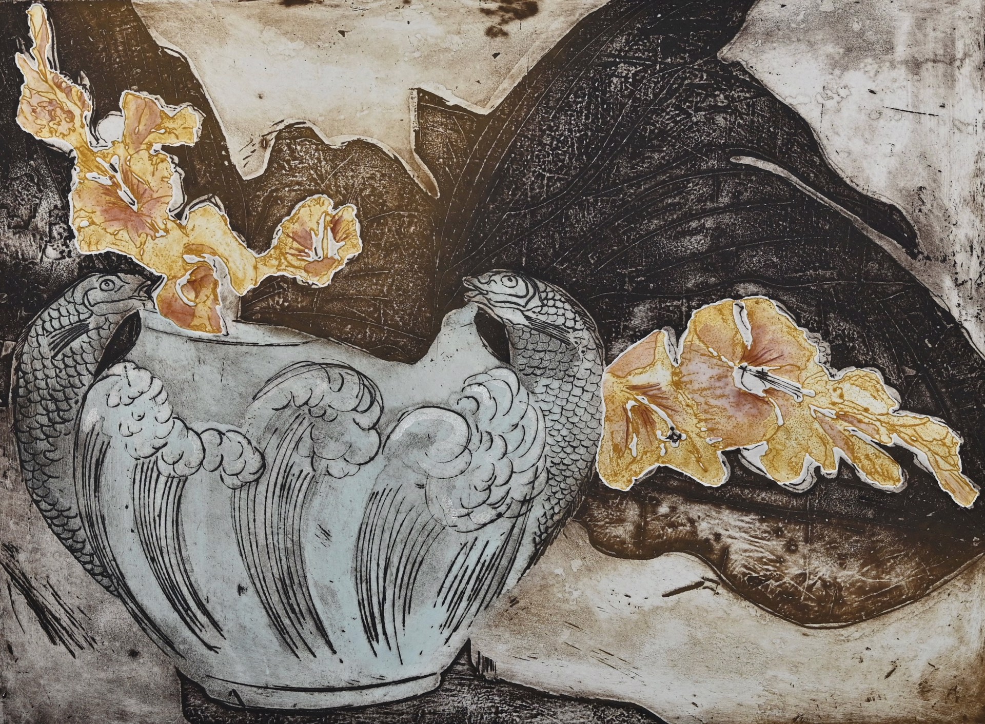 Newcomb Pottery with Gladiolas by Frances Swigart