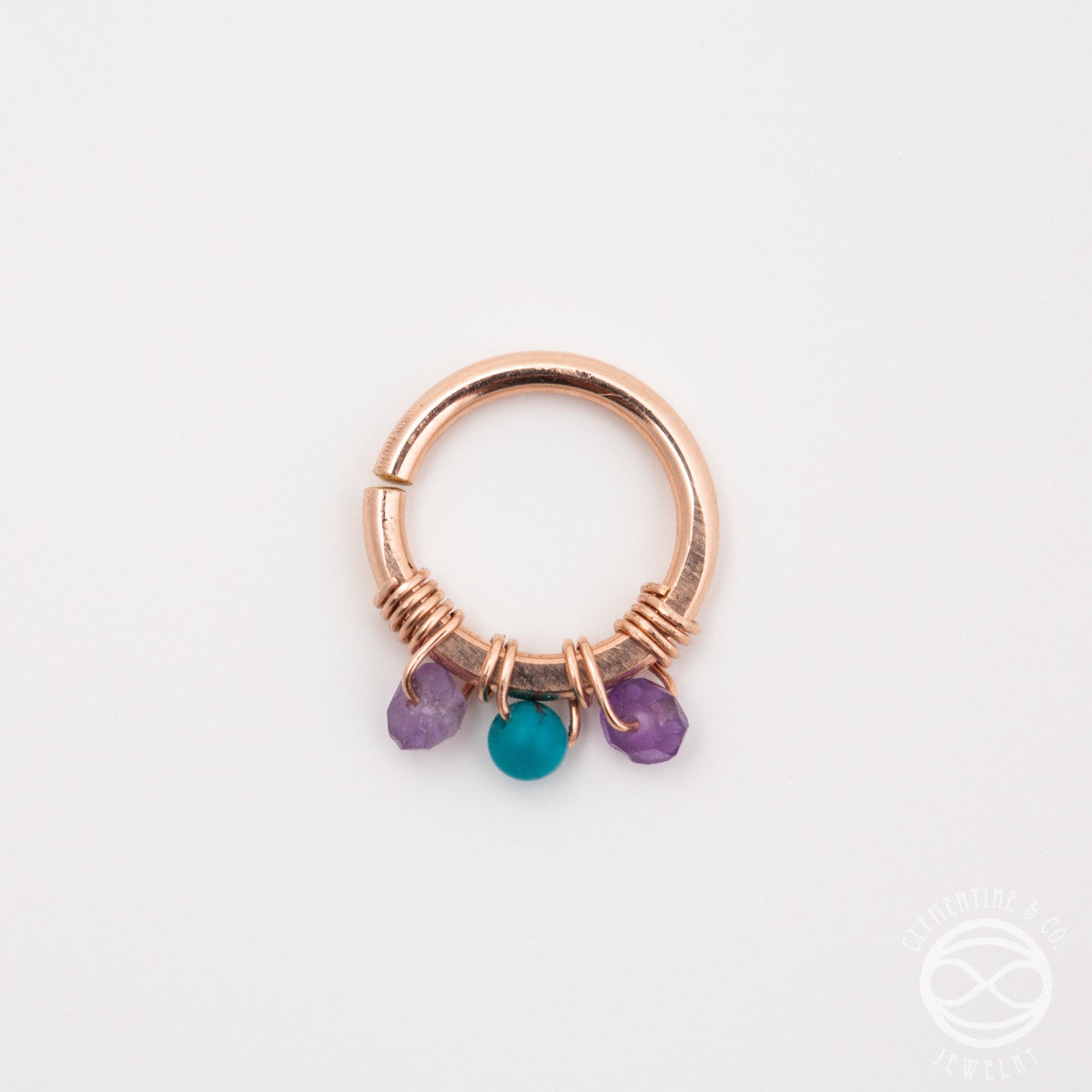 Jeweled Septum Ring in Rose Gold - 8mm by Clementine & Co. Jewelry