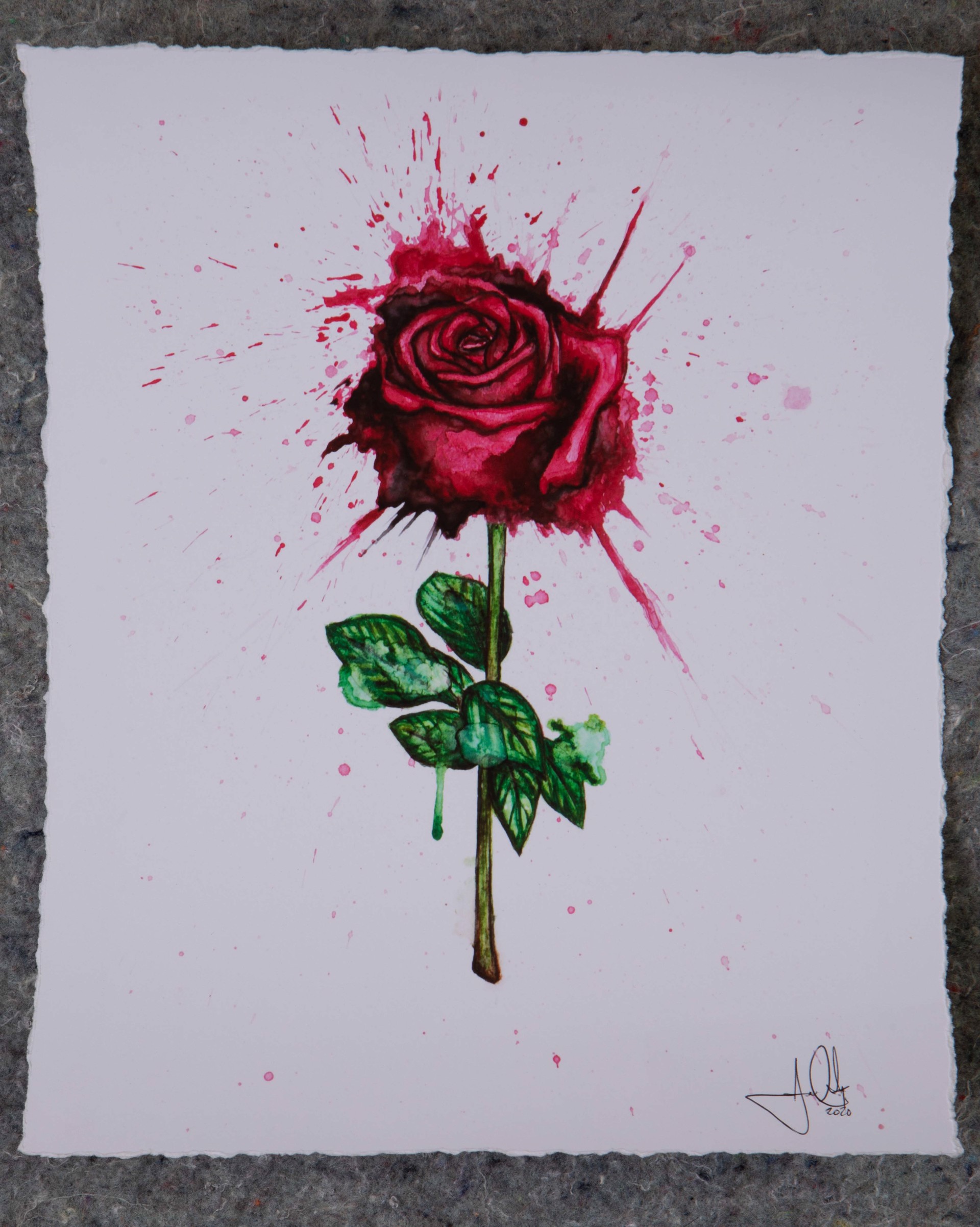 Splatter Painted Rose by Jenna Morello