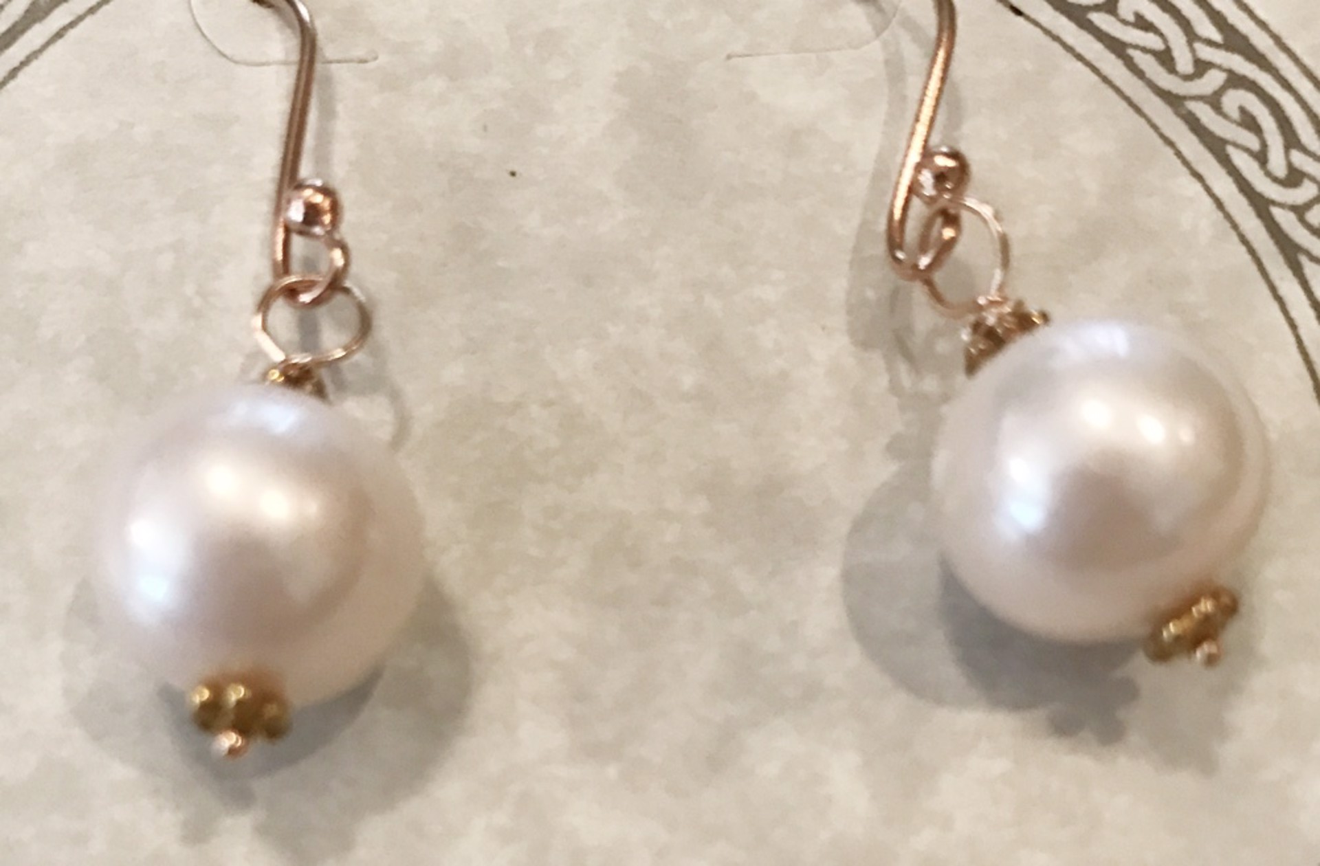 Earrings - Freshwater Pearl & Rose Gold  #7774 by Bonnie Jaus