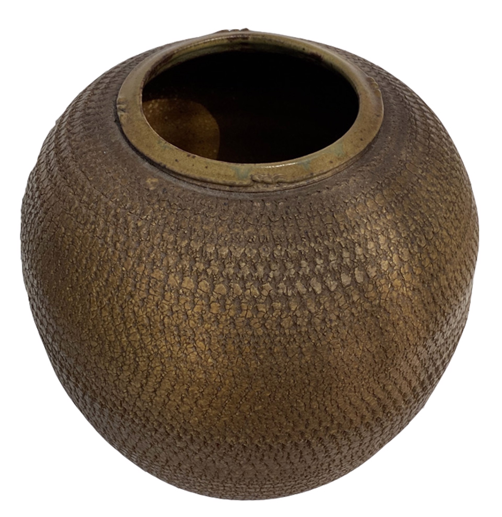 Large Textured Brown Vase by Faye Maeshiro