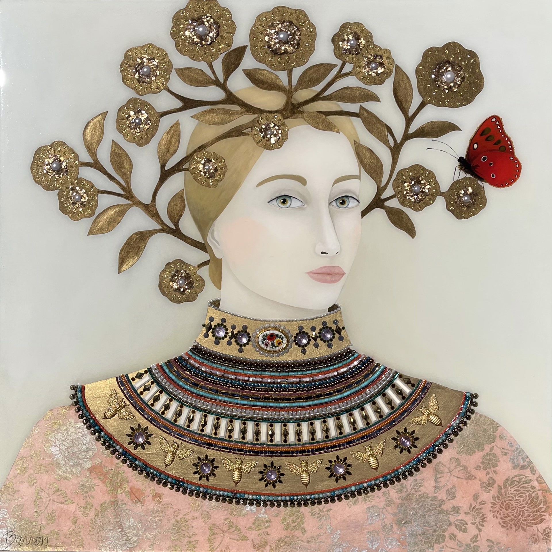 Woman with Gold Headdress by Leslie Barron