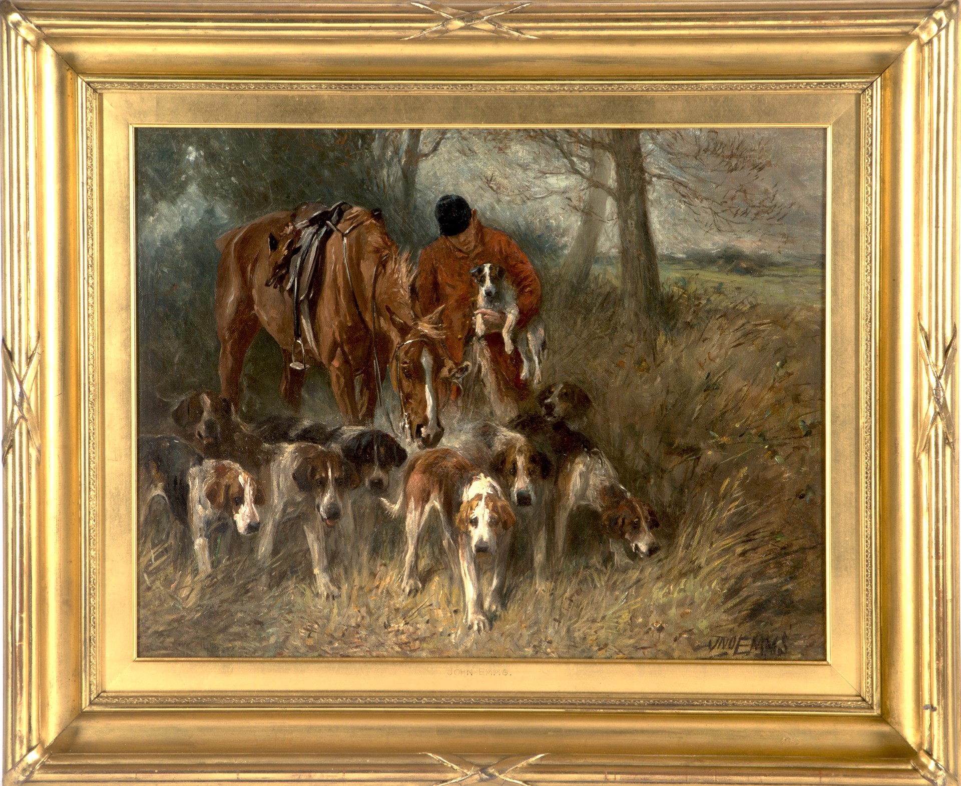 Huntsman with Terrier and Hounds by John Emms
