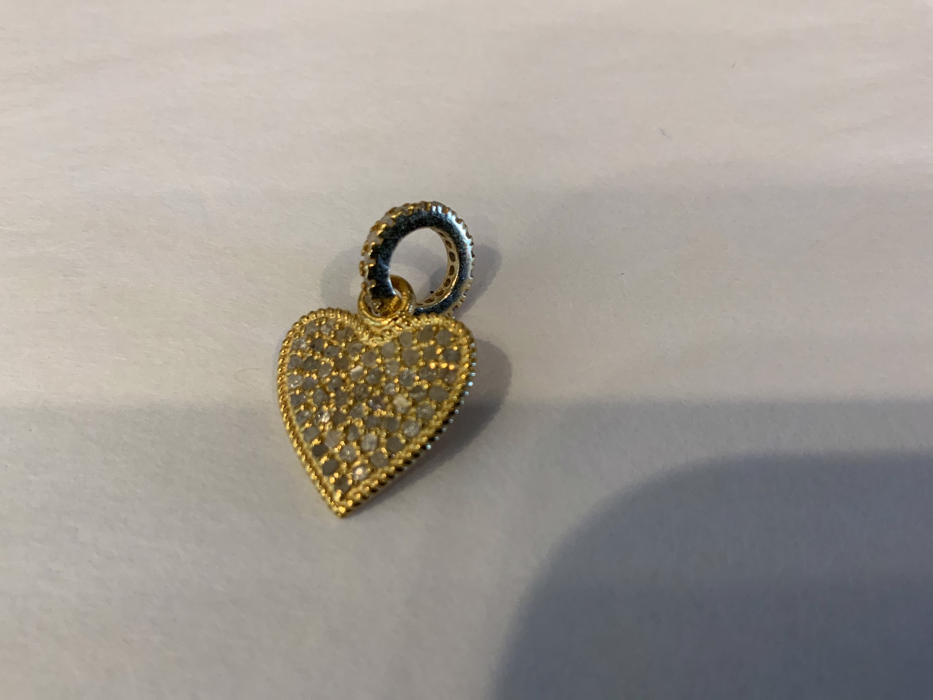 Gold Vermeil and Pave Diamond Heart Pendant by Karen Birchmier