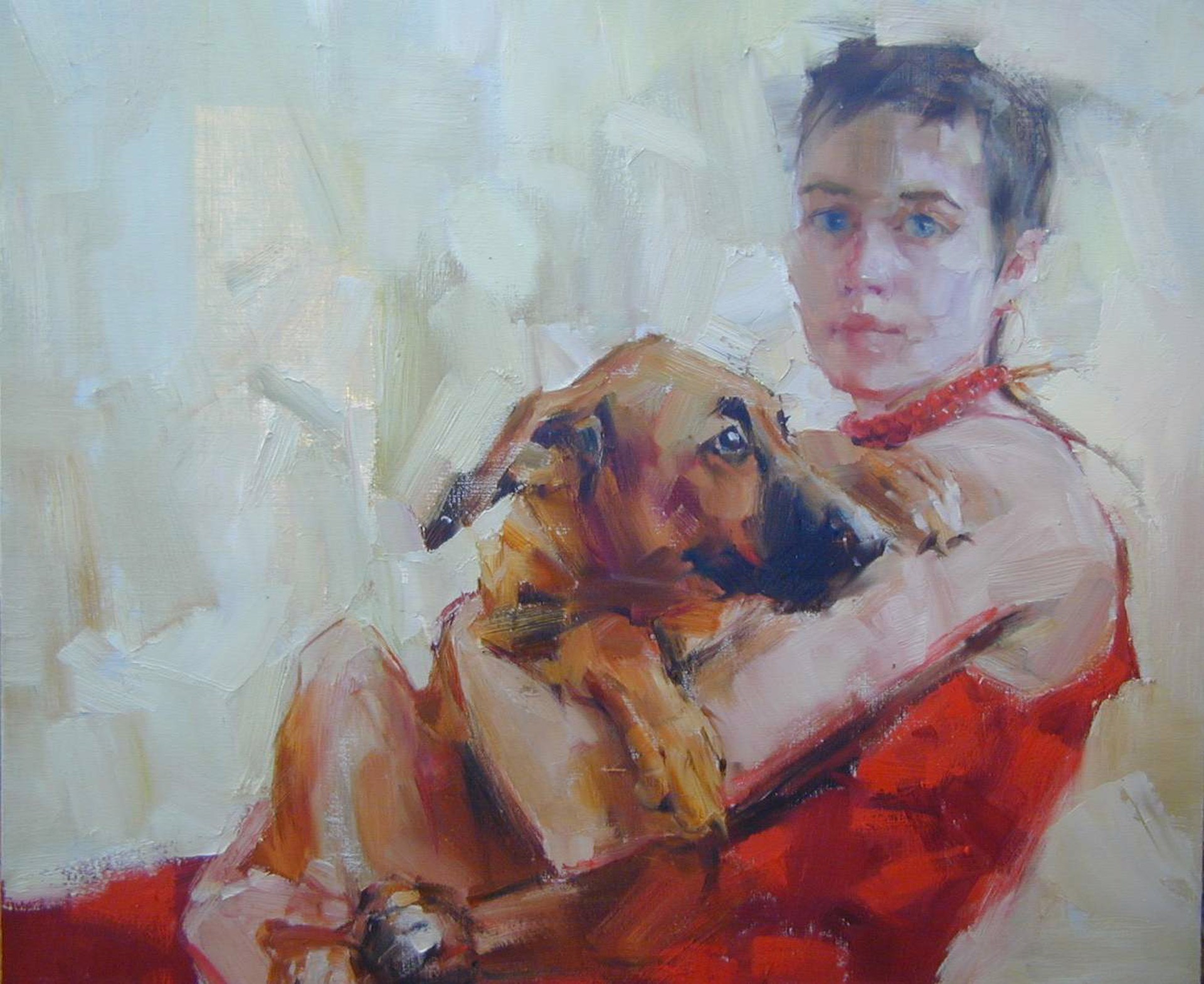 Self Portrait with Dog by Yana Golubyatnikova