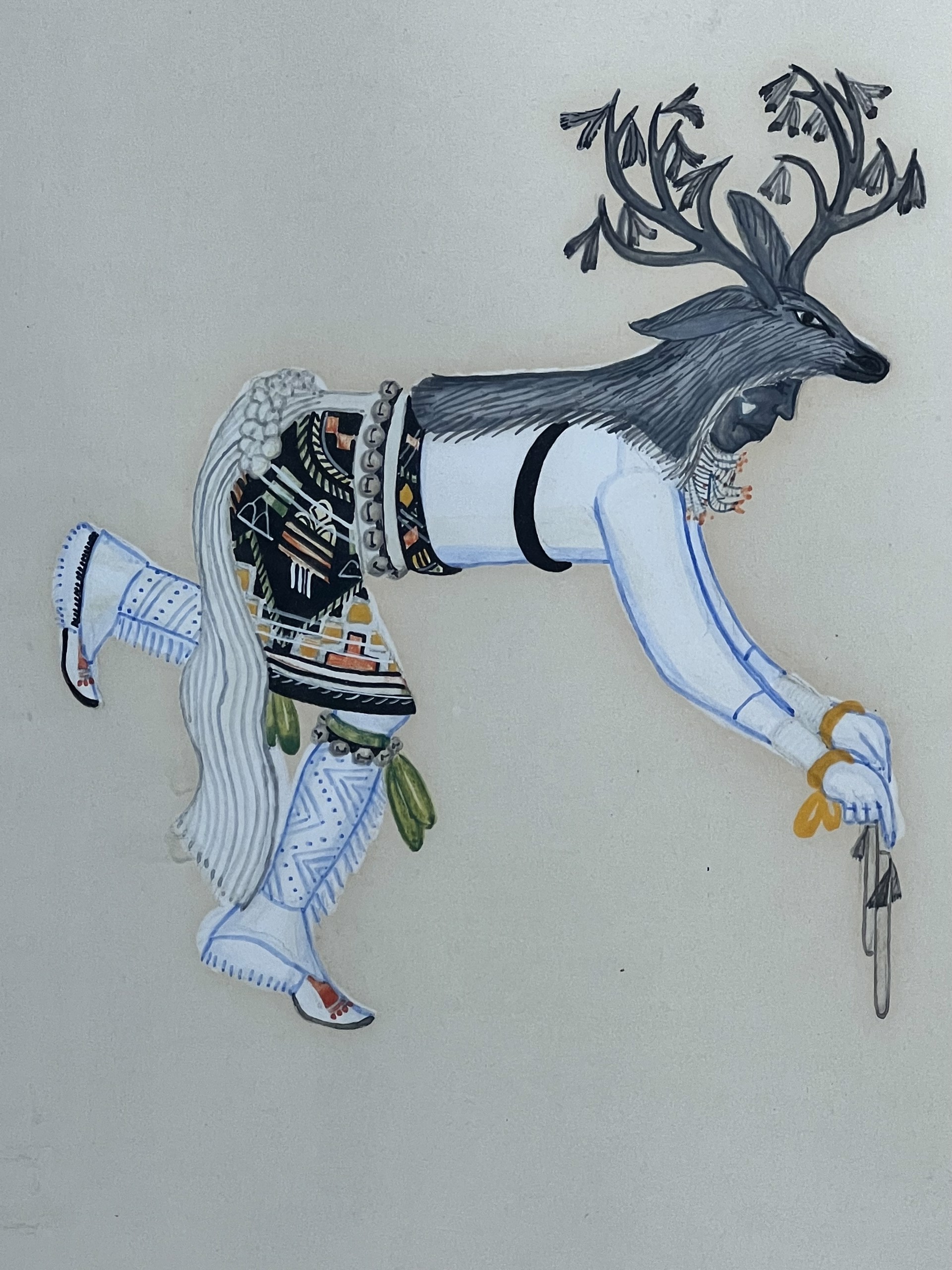 Deer Dance (Male and Female Dancers) by Tonita Peña