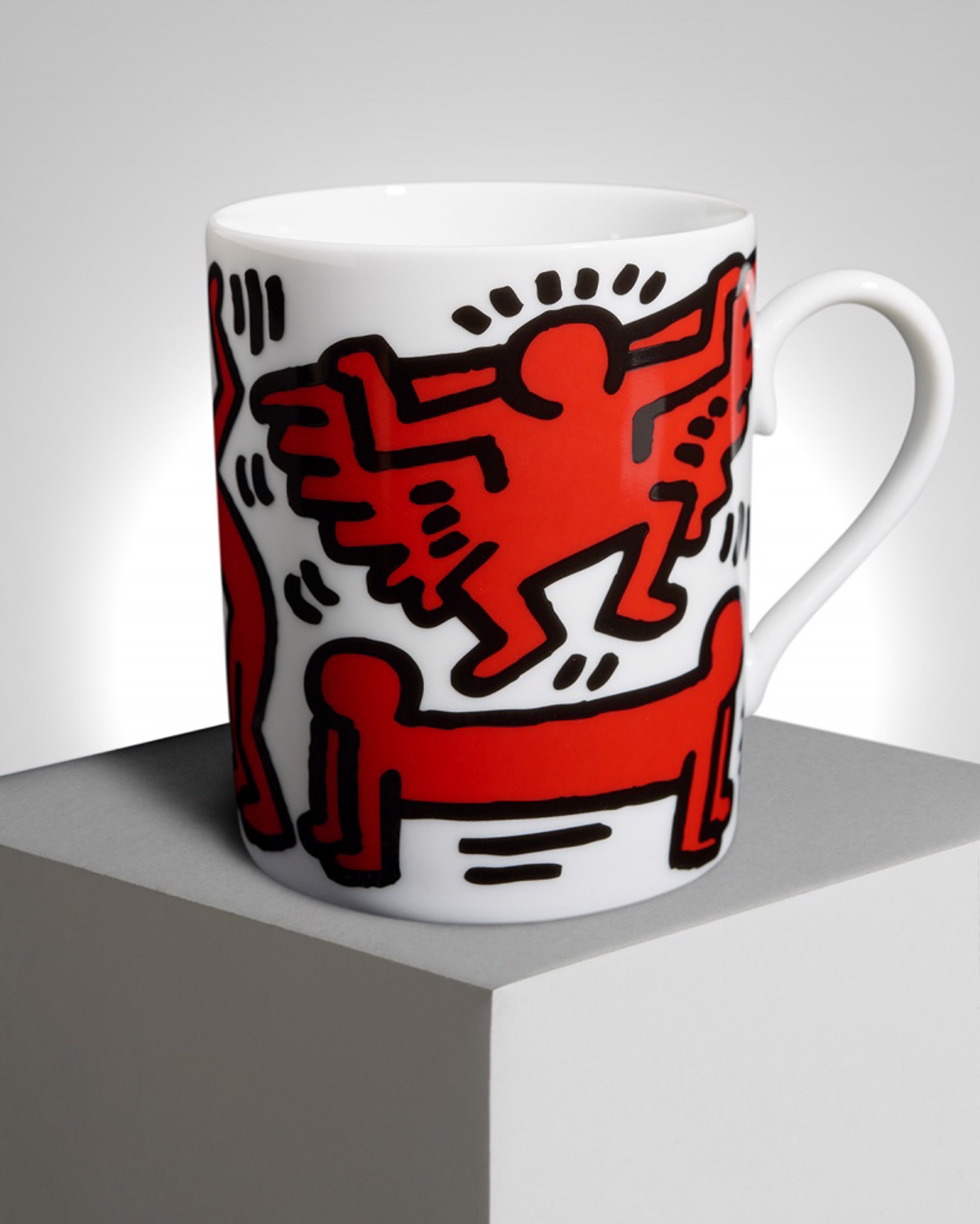 Red on White Mug by Keith Haring