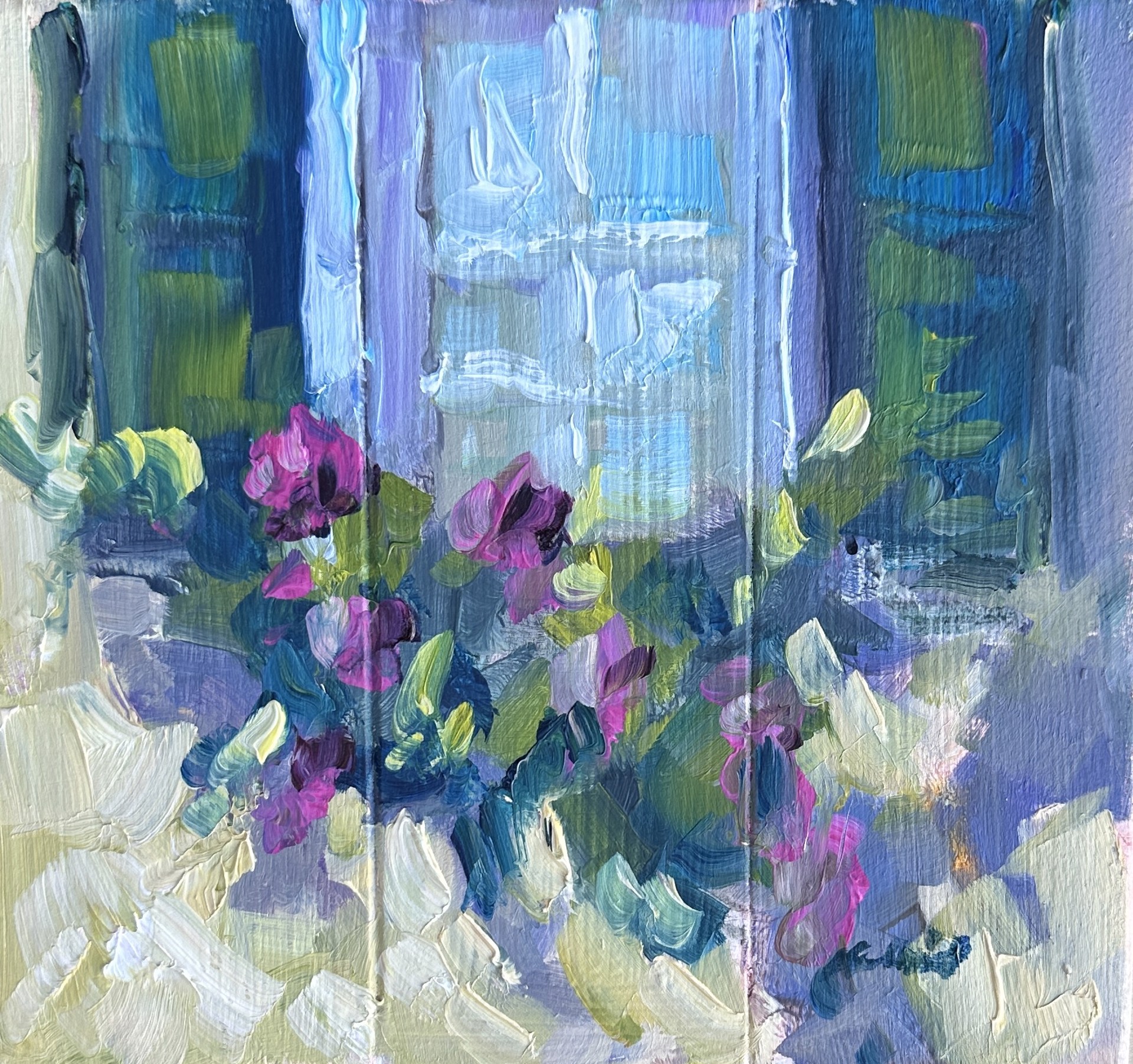 "South of Broad Windowbox" original oil painting by Karen Hewitt Hagan