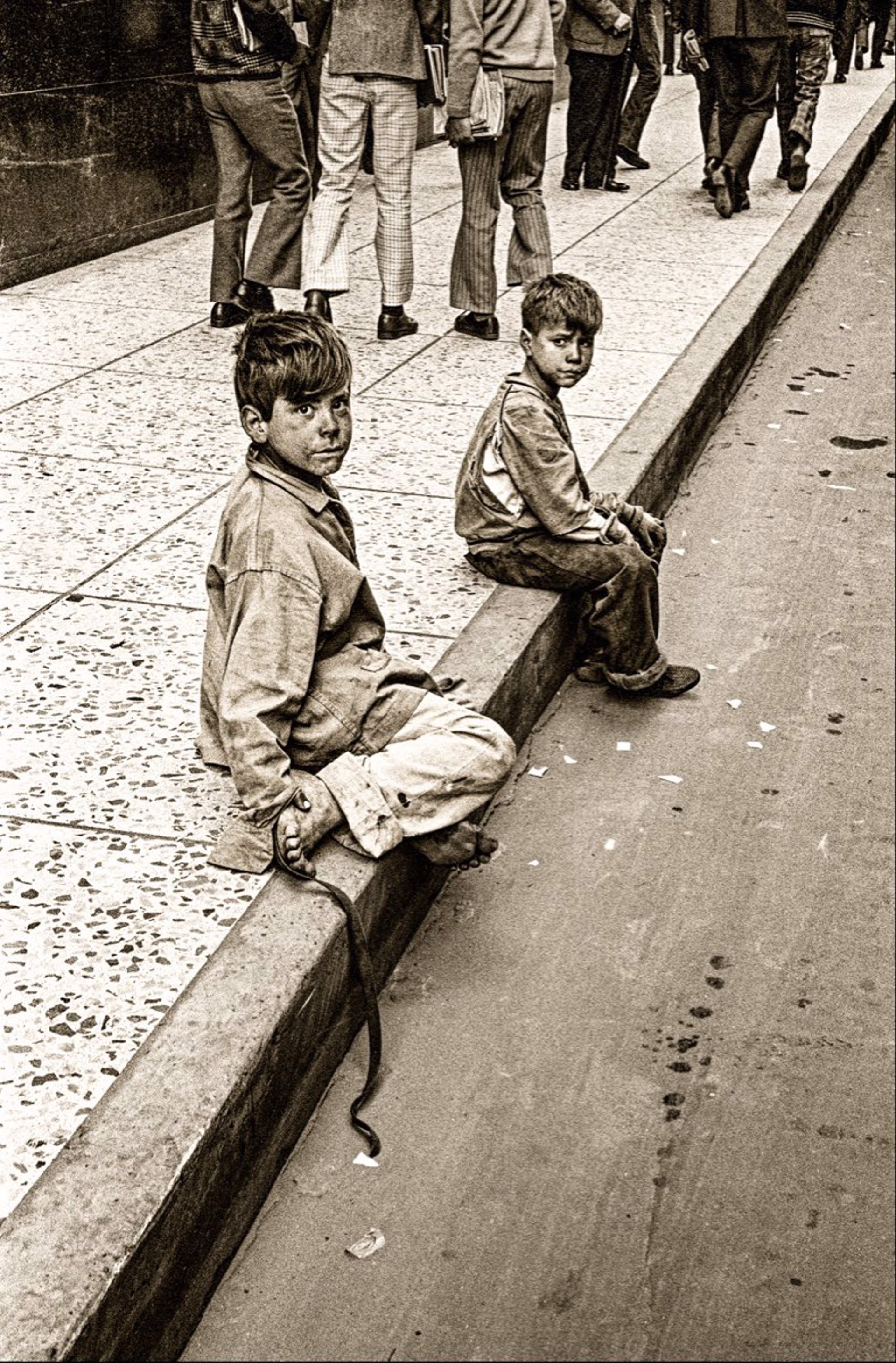 Two Kids on Curb, Unframed (003) by Jack Dempsey