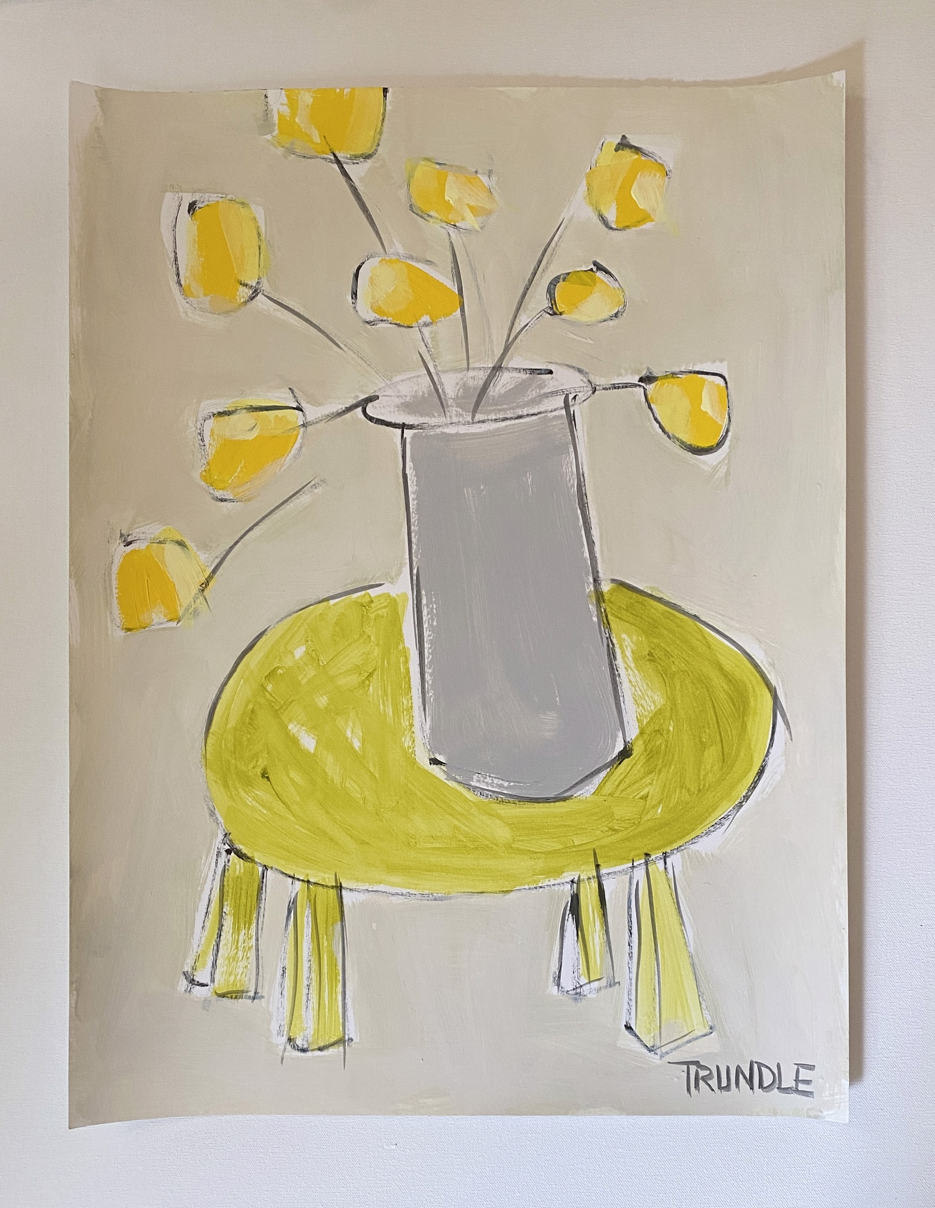 Yellow Bloom/Green Table V by Sarah Trundle