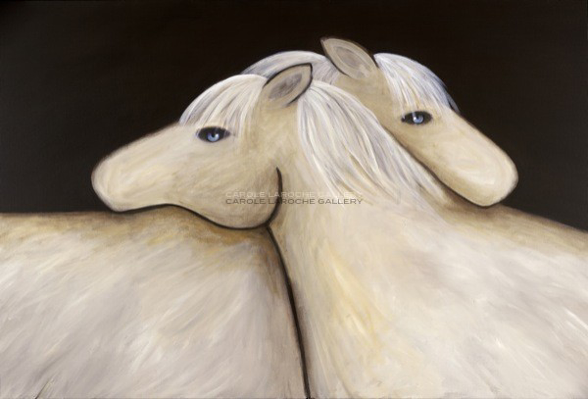 NIGHT SKY/WHITE HORSES - limited edition giclee on canvas or on paper w/frame size of: (large) 40"x60" $3700 or (medium) 30"x40" $2400 by Carole LaRoche