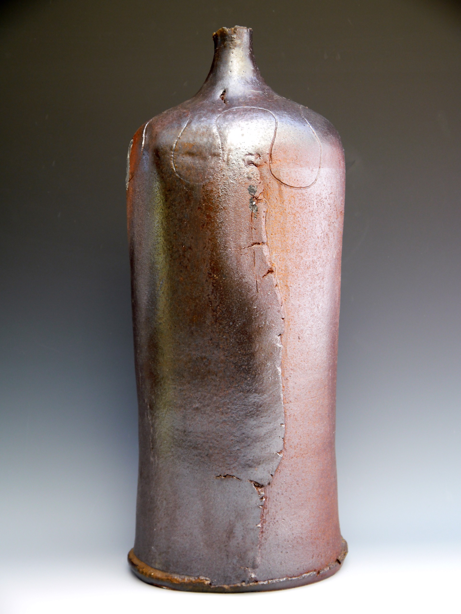 Shino Bottle from 4 day wood firing by Jane Wheeler