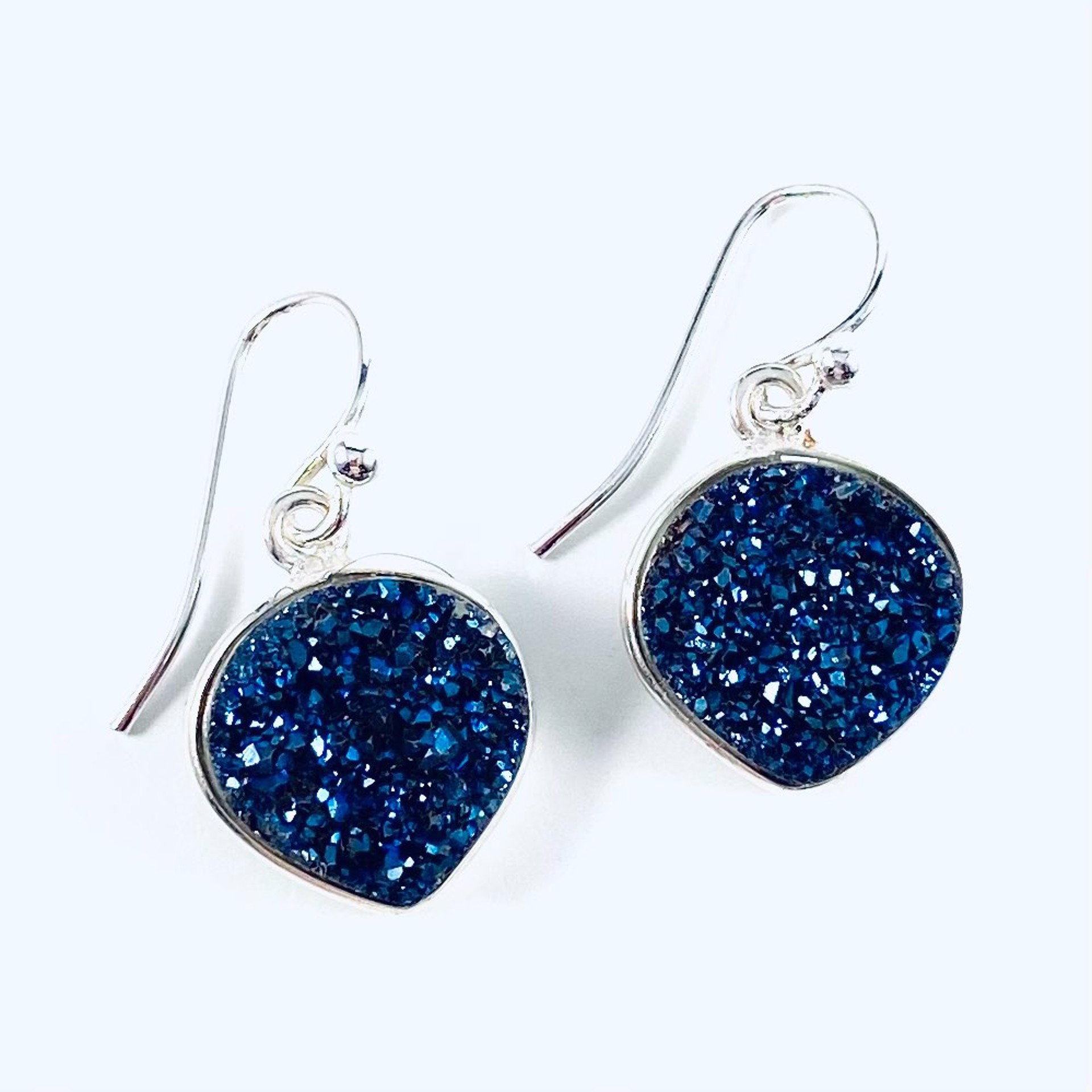 Navy Blue Druzy Heart Earring NT22-29 by Nance Trueworthy