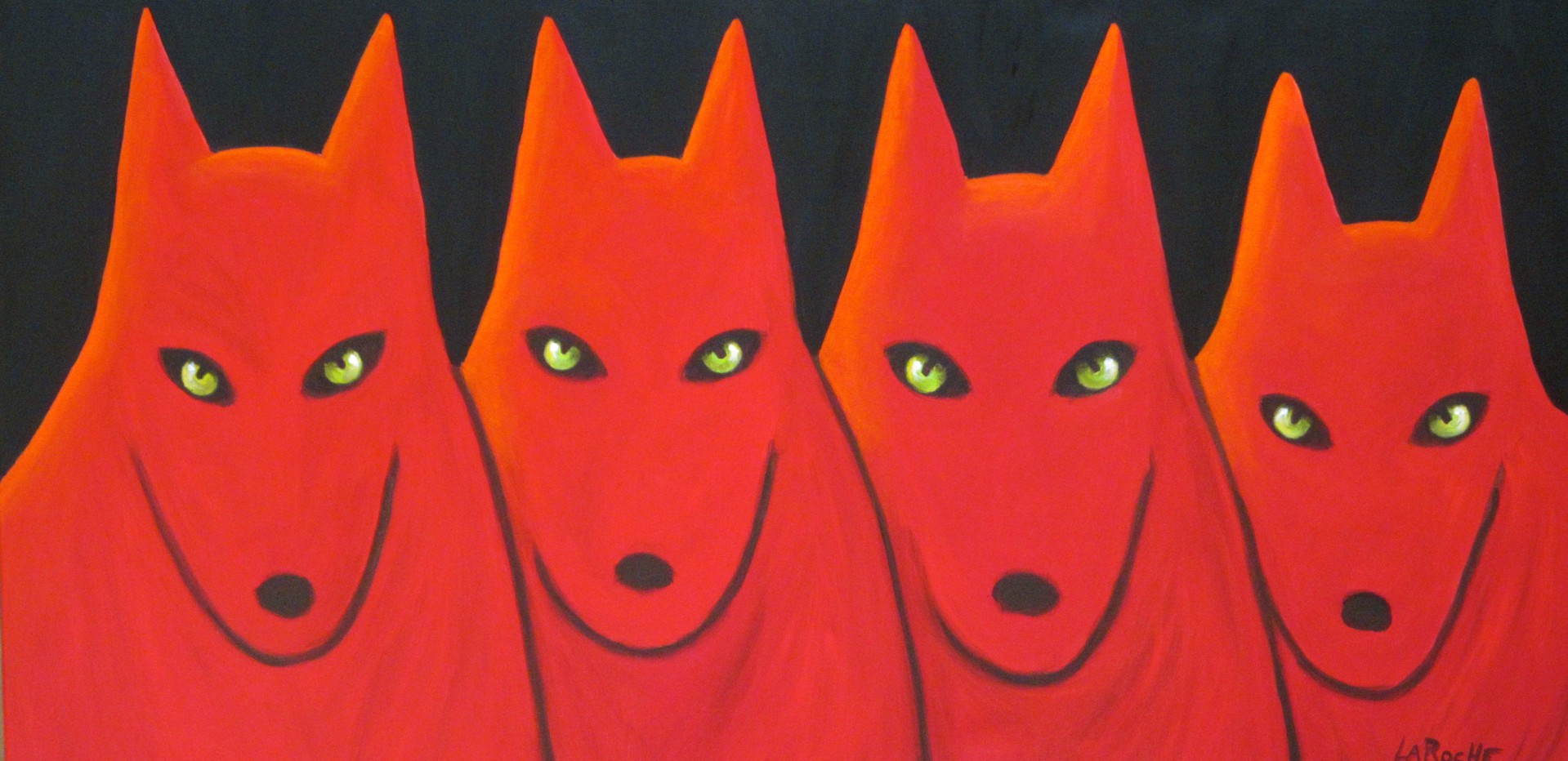 Four Red Wolves SOLD by Carole LaRoche
