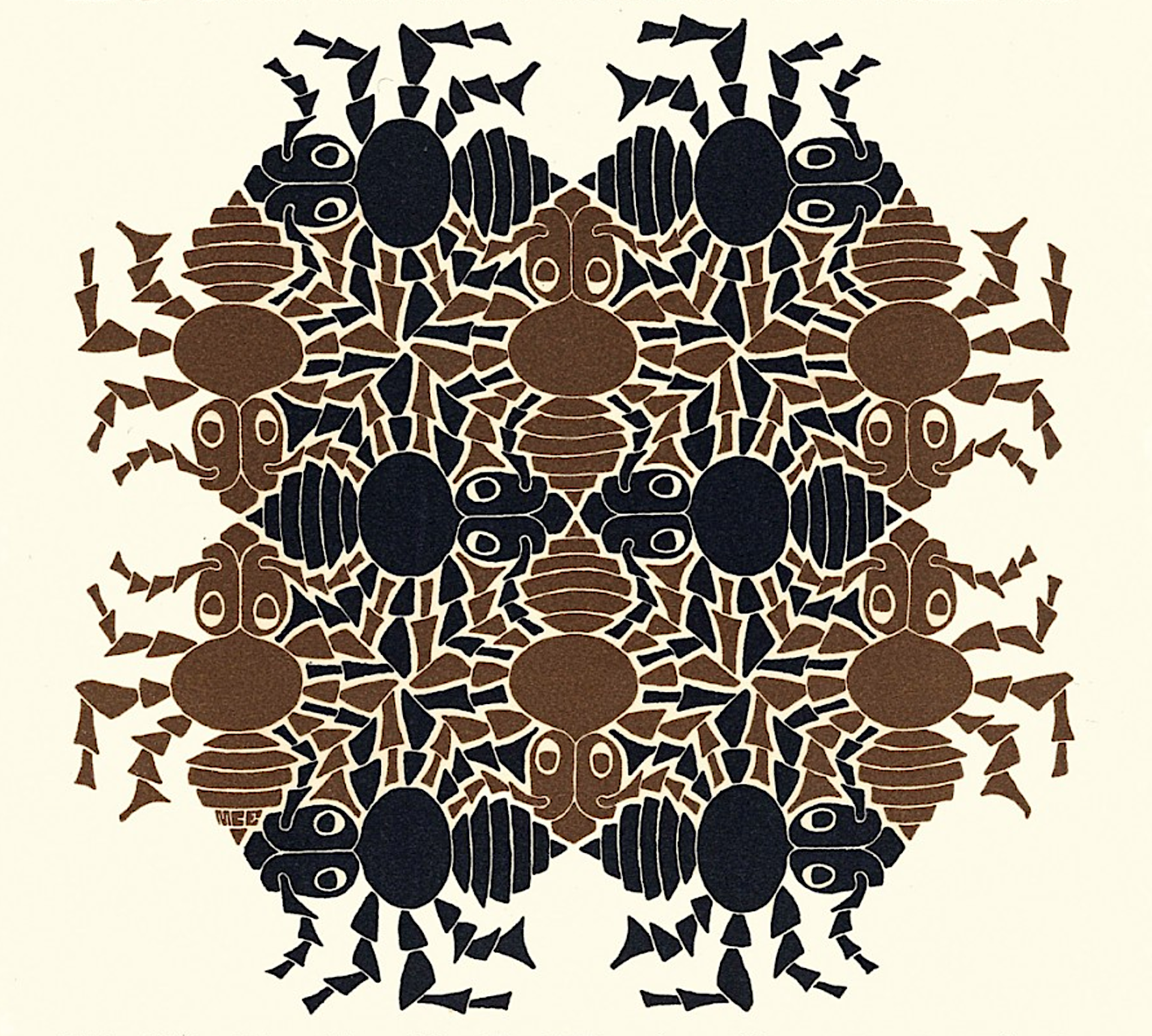 Earth - Strens New Year's Greeting Card (Ants) by M.C. Escher