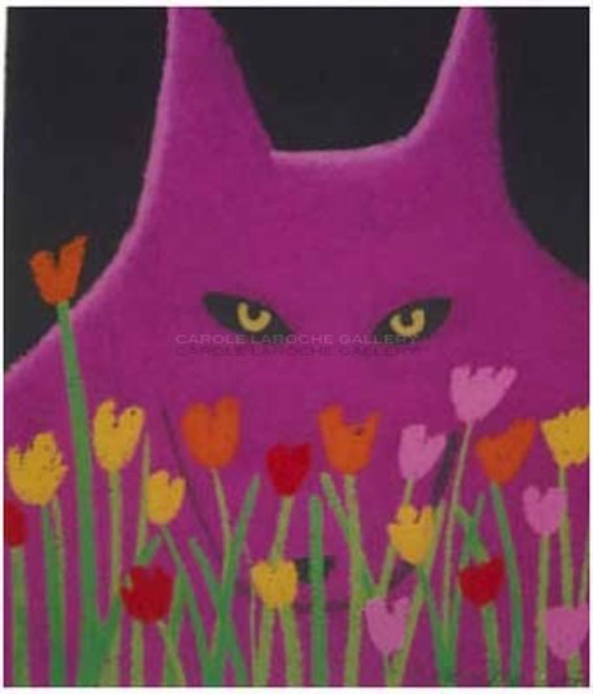 Magenta Wolf and Flowers by Carole LaRoche