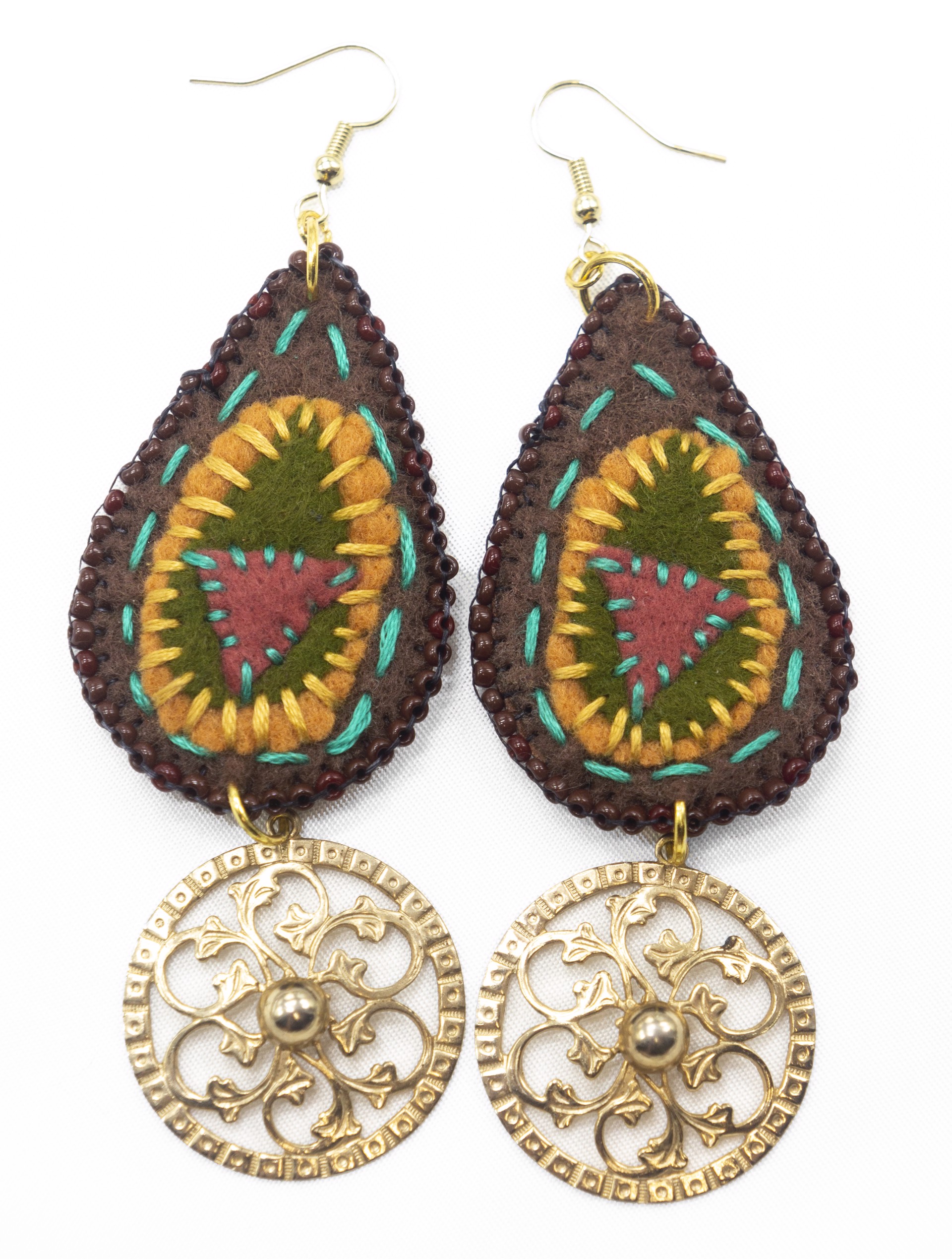 Brown and Gold Earrings by Hattie Lee Mendoza