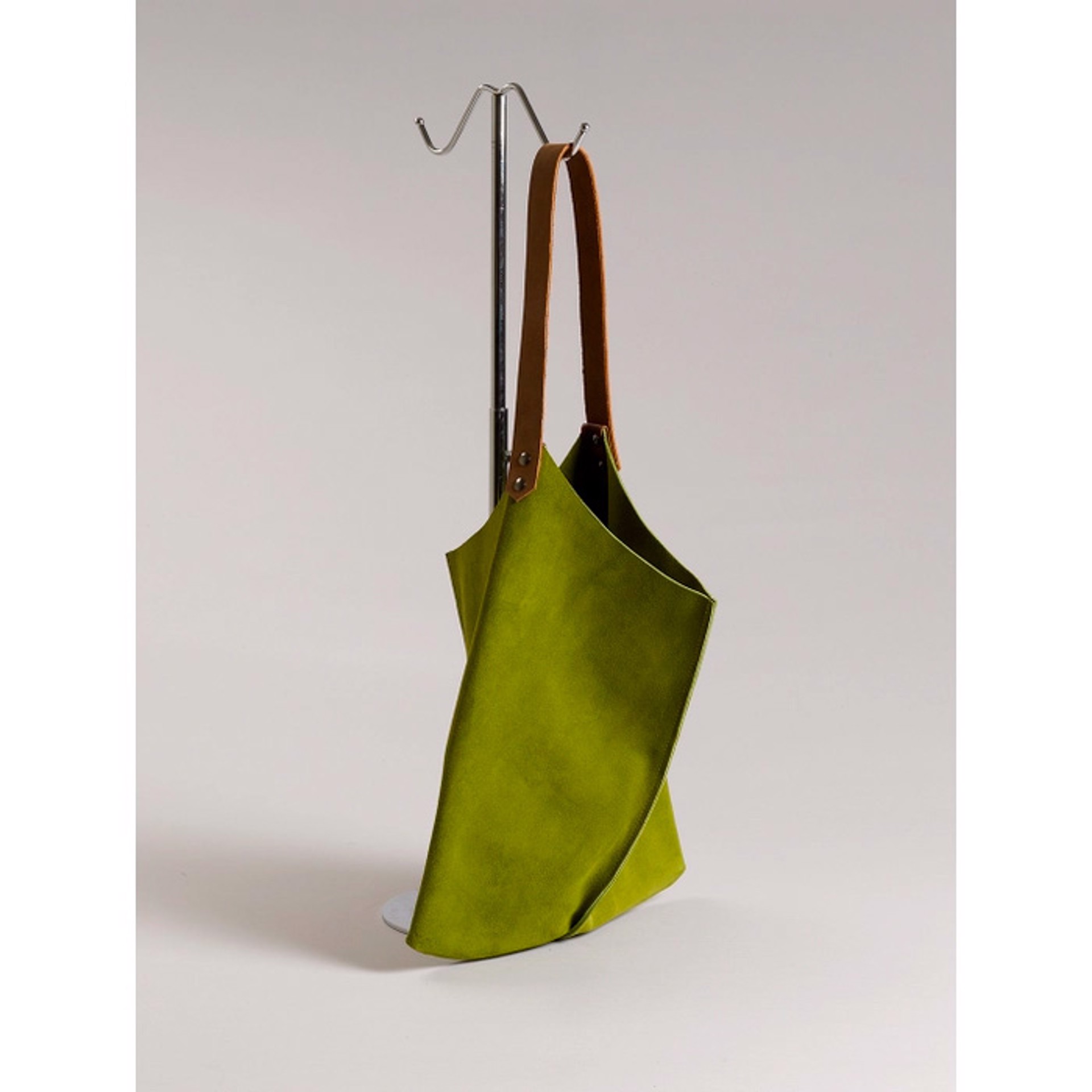 Leaf Green Suede Leather Tote by Scabby Robot