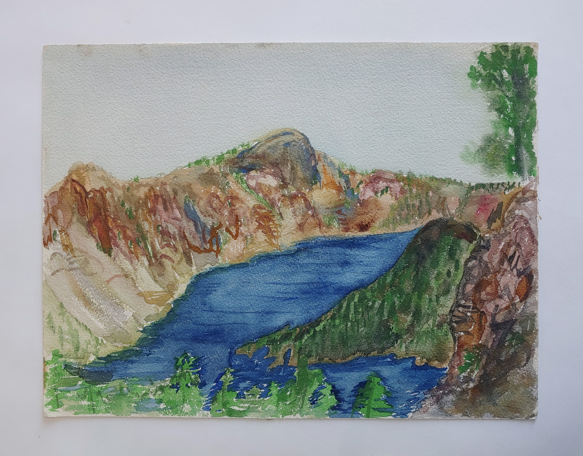 River Landscape - Watercolor by David Amdur
