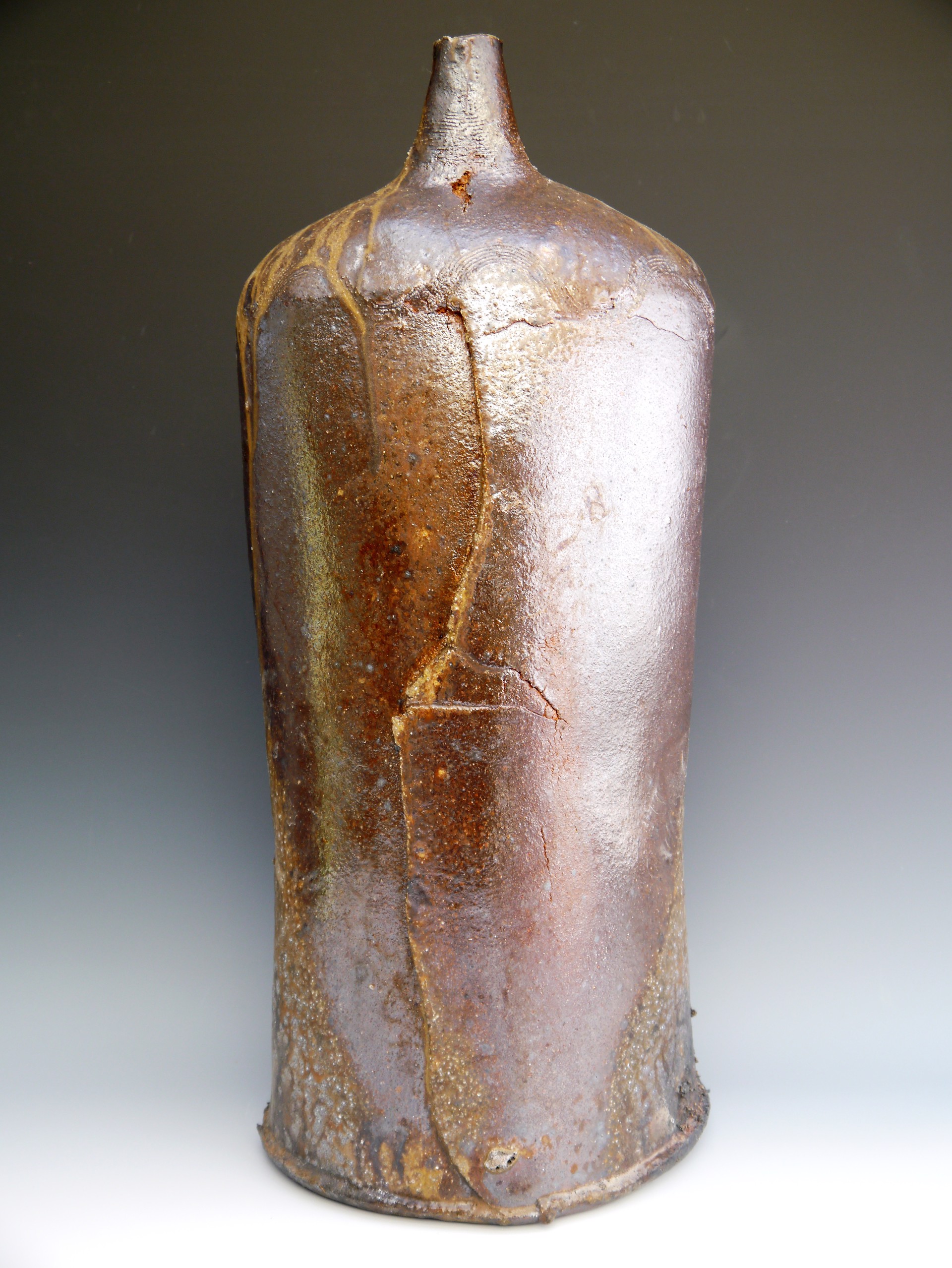 Shino Bottle from 4 day wood firing by Jane Wheeler
