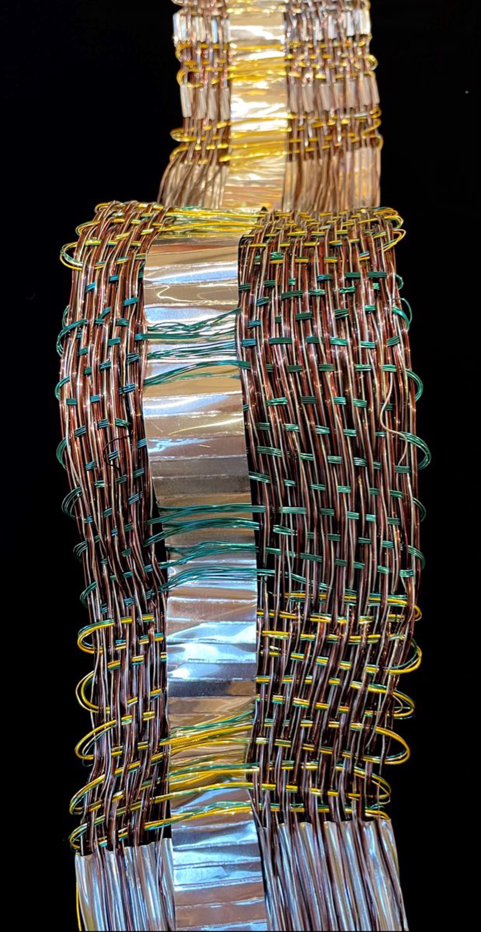 Shangri-La Copper Weaving  - Silver, Green, & Copper by Susan McGehee