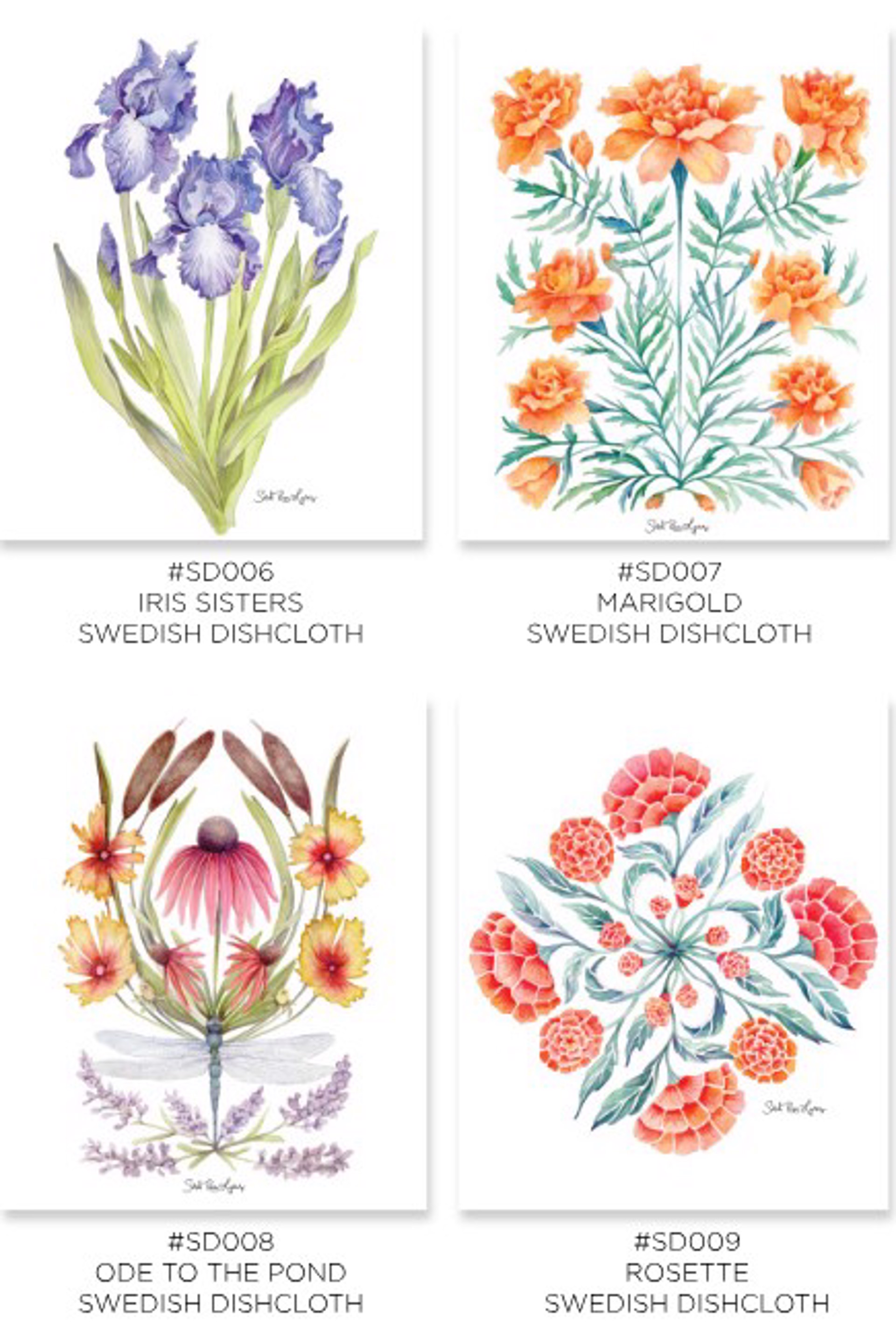 Sarah Rose Lyons- Dishcloth Bundle- Spring Floral by GVL CMKT